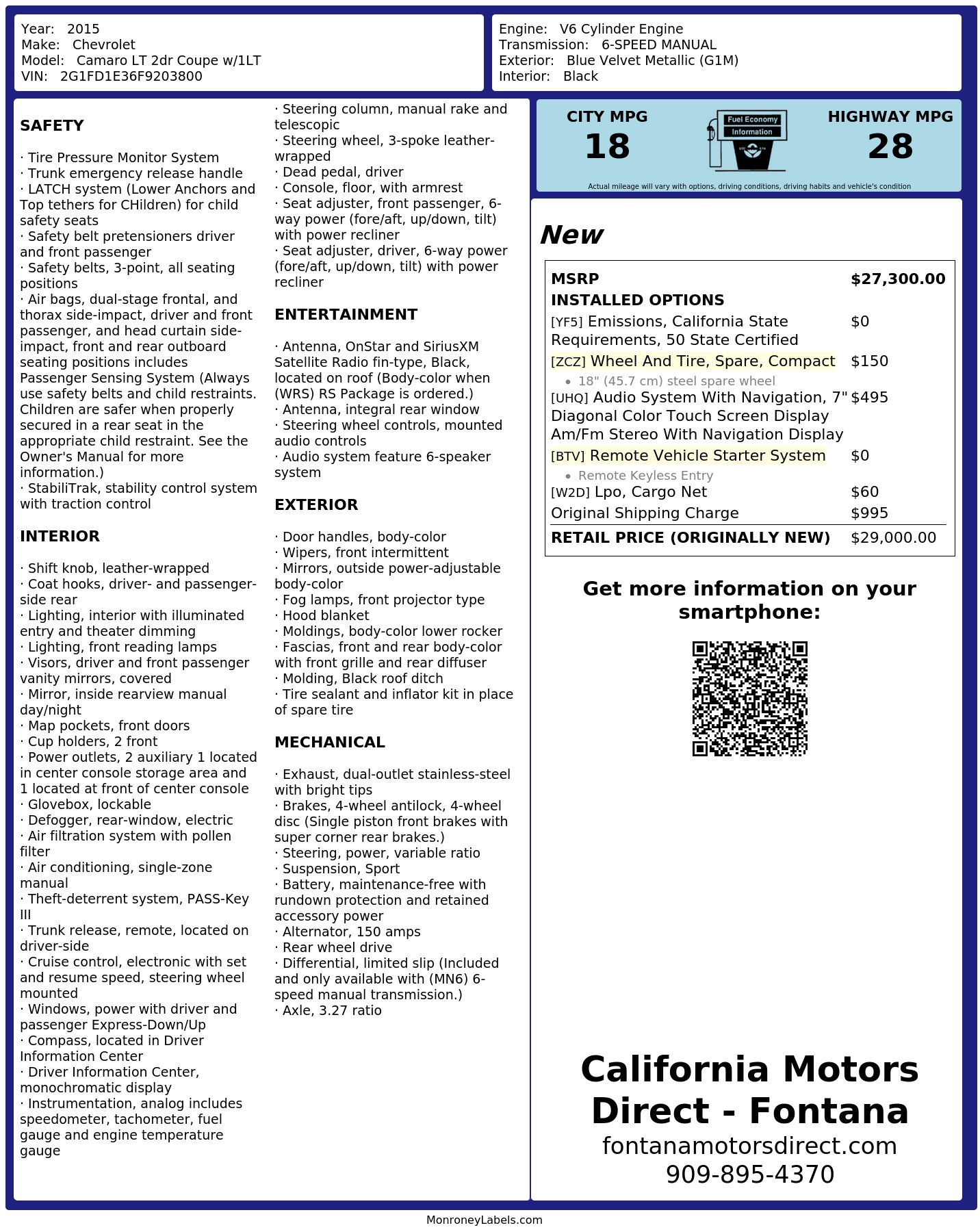 Monroney Label