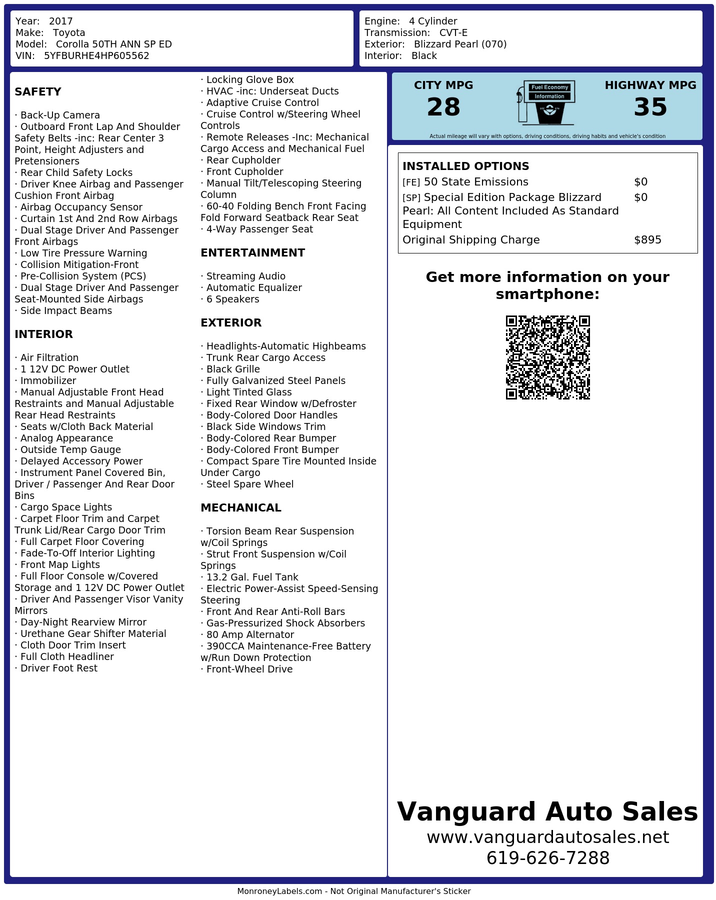 Monroney Label