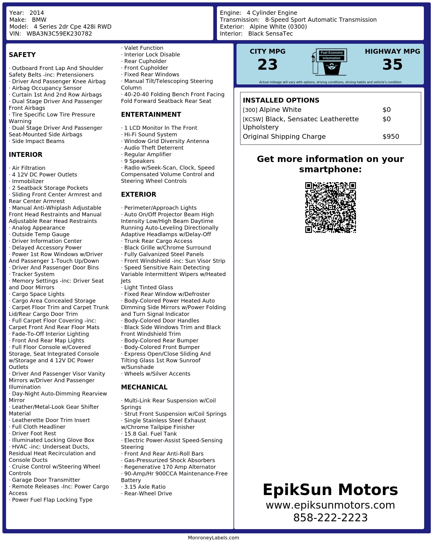Monroney Label
