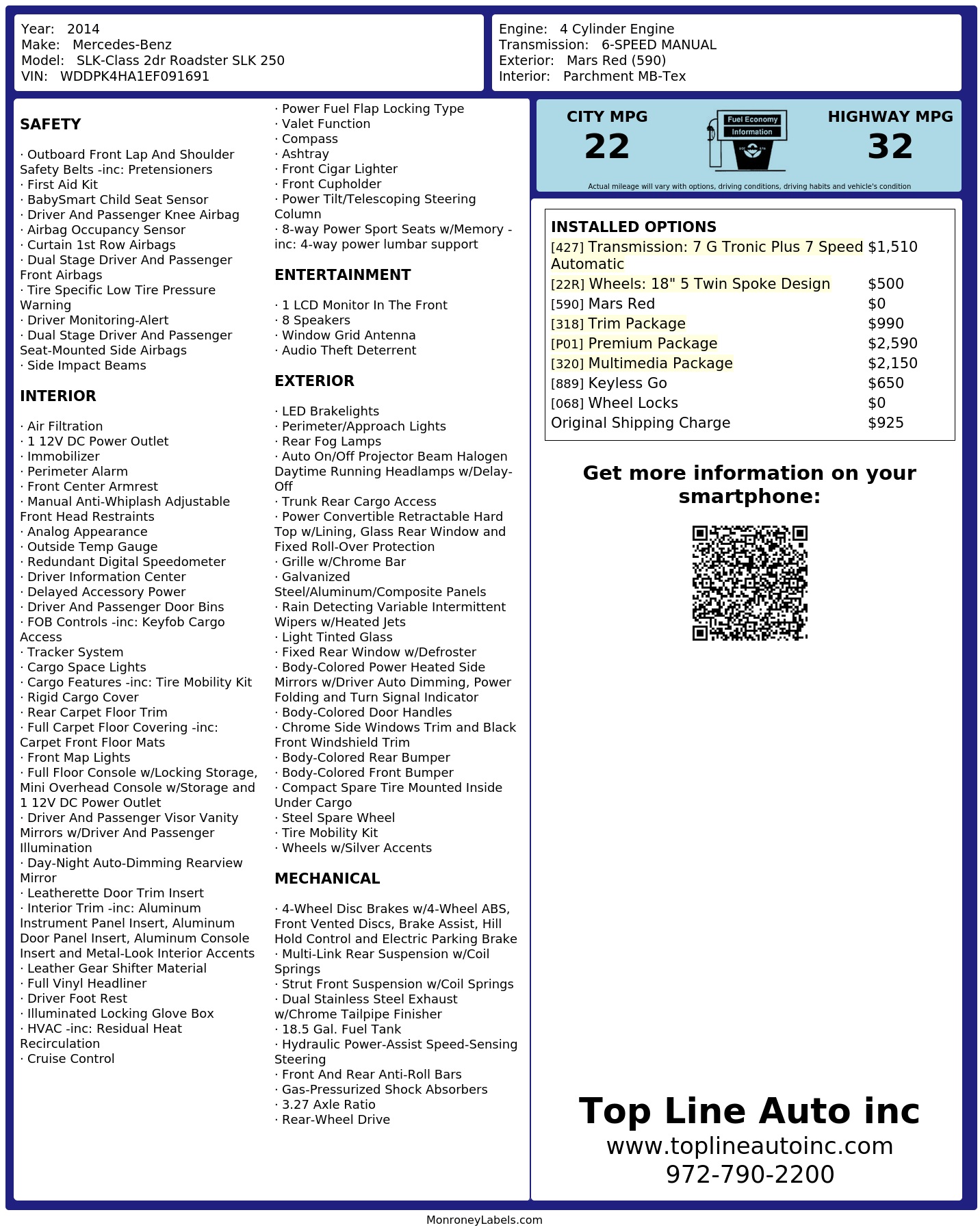 Monroney Label
