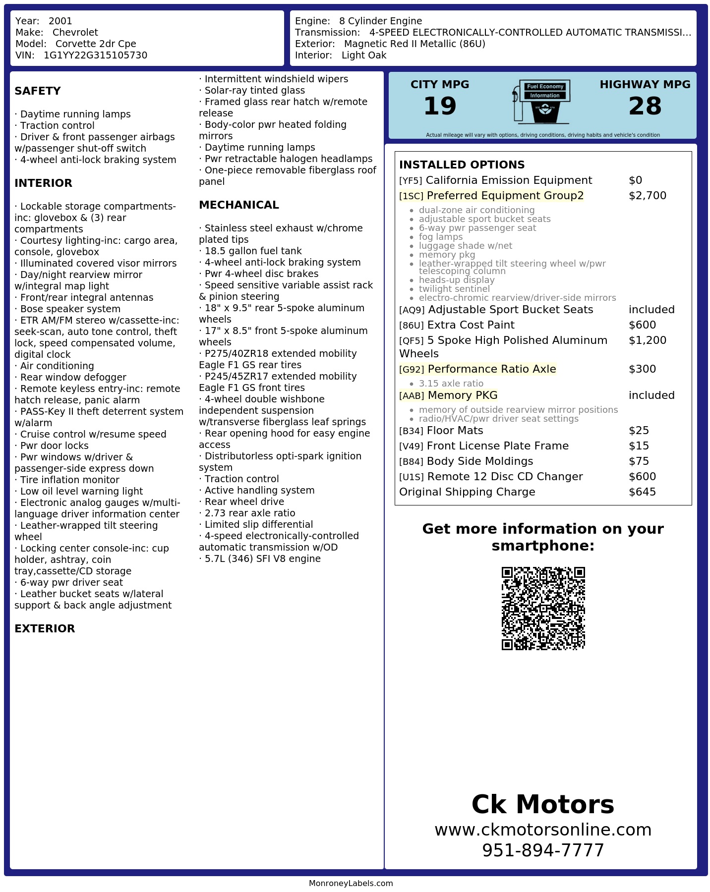 Monroney Label