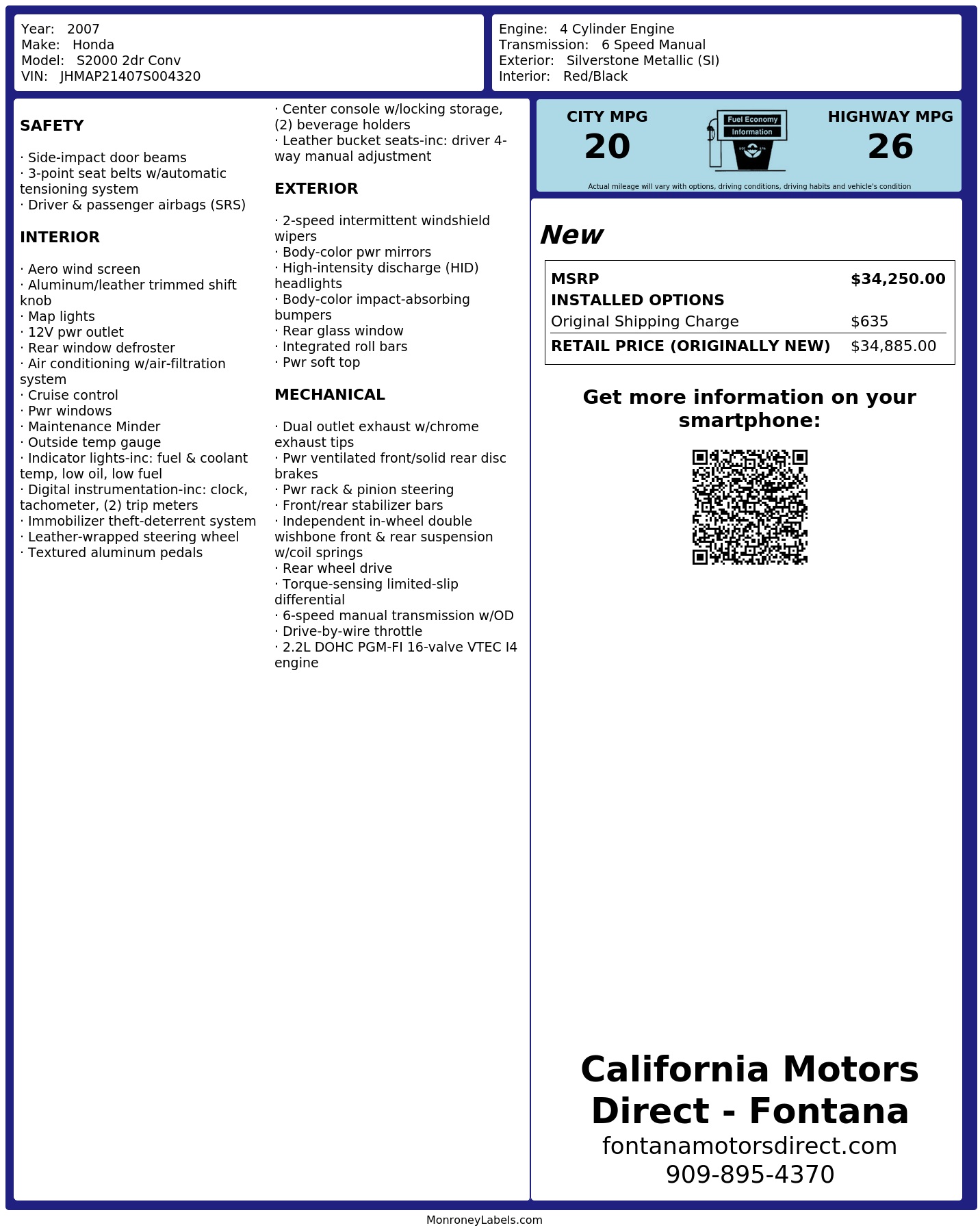 Monroney Label