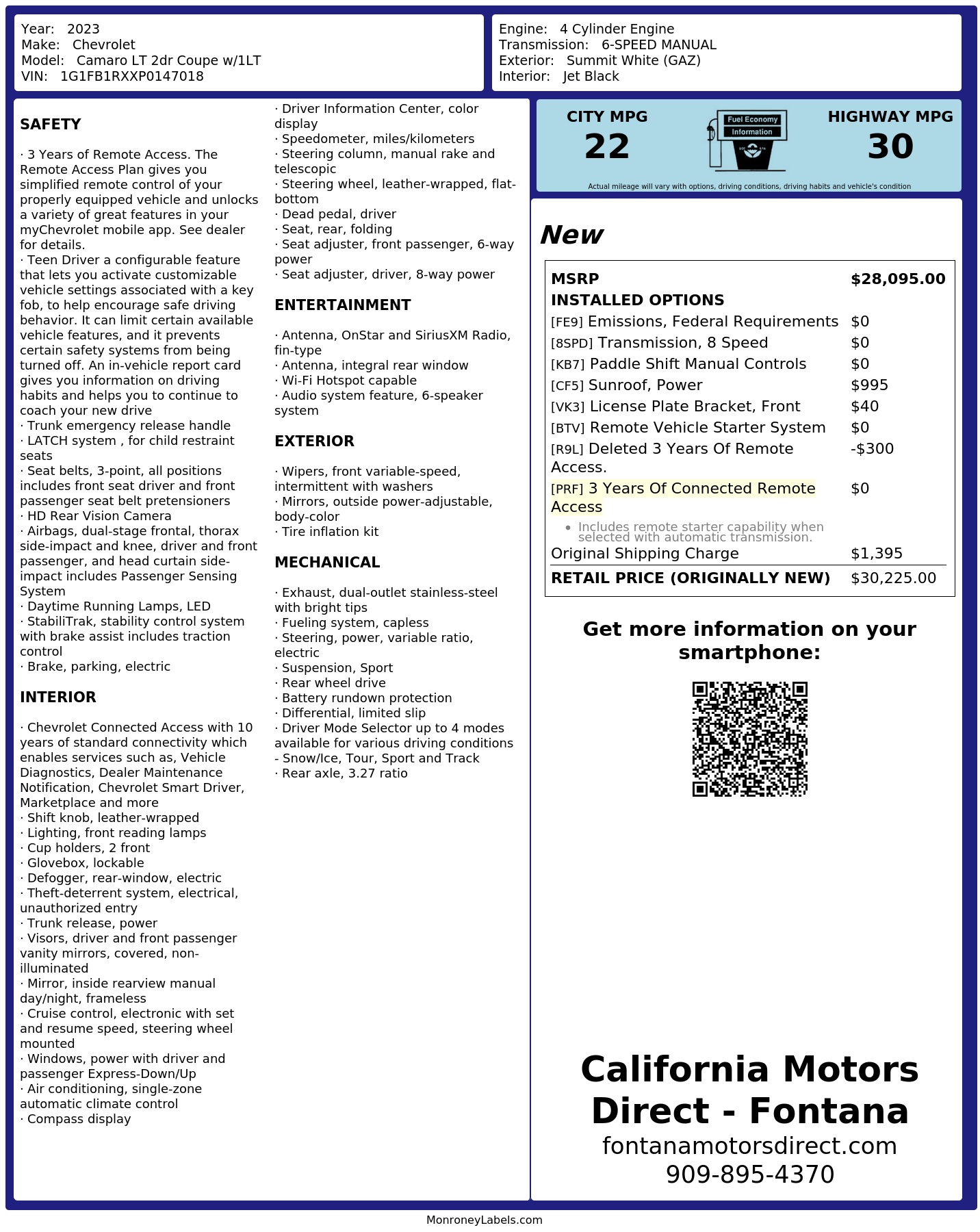 Monroney Label