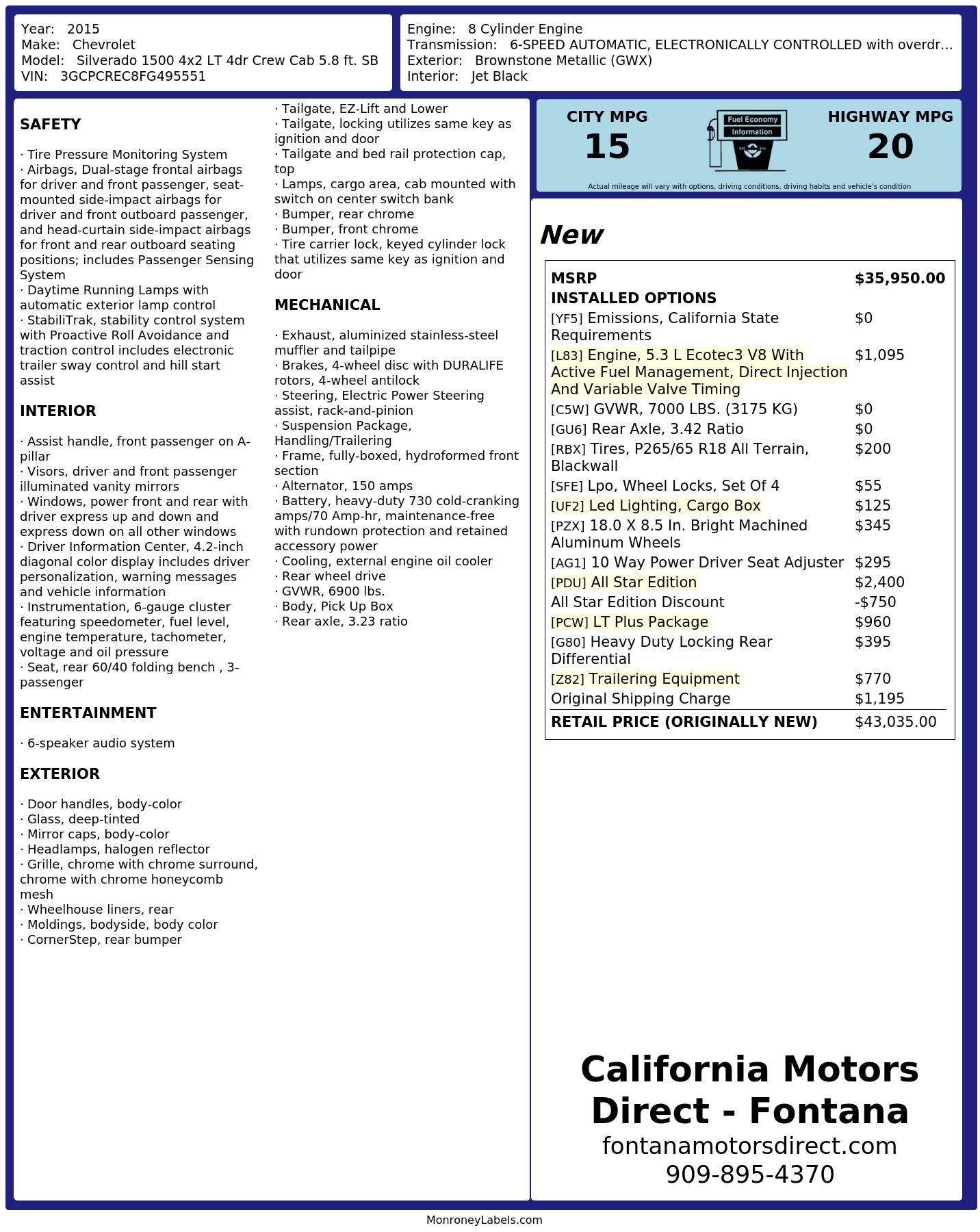 Monroney Label