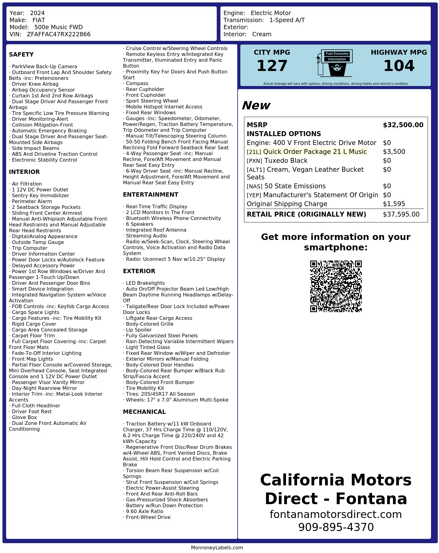 Monroney Label