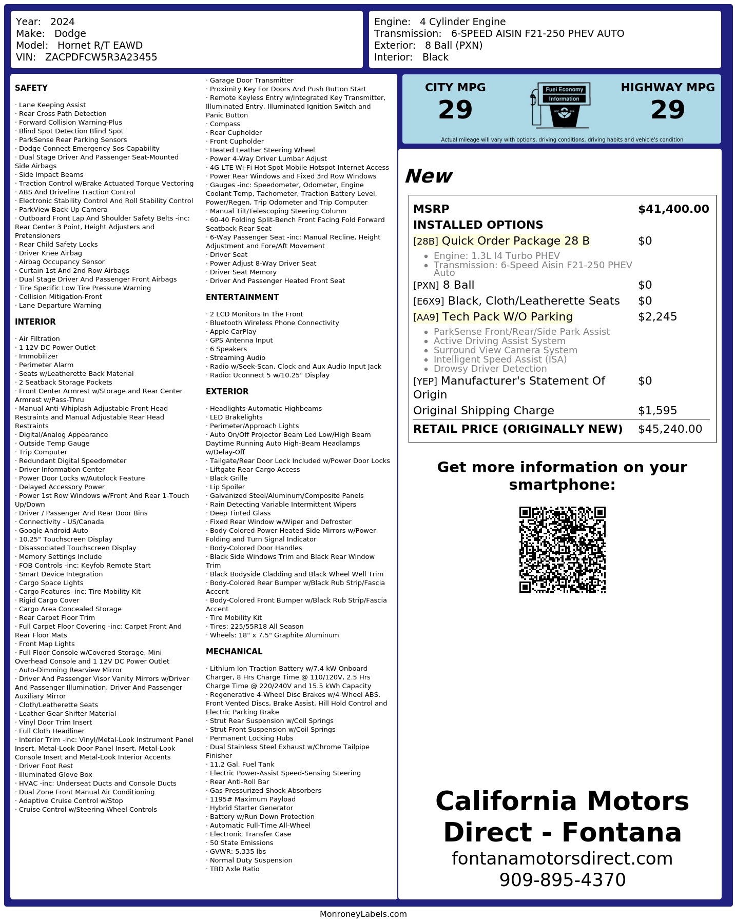 Monroney Label