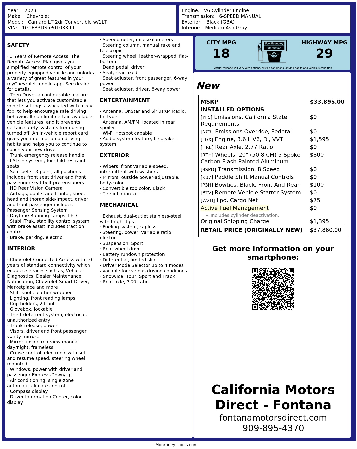 Monroney Label