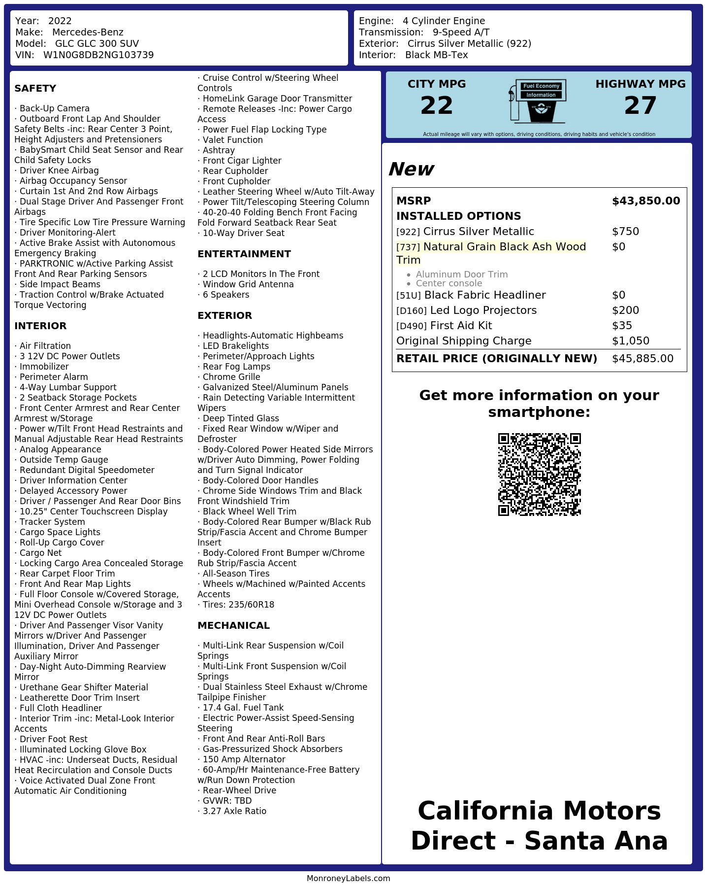Monroney Label