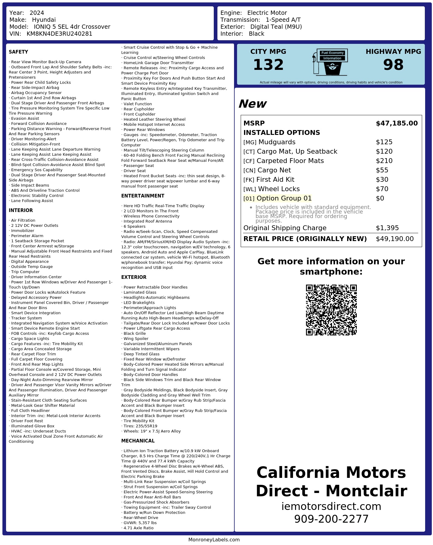 Monroney Label