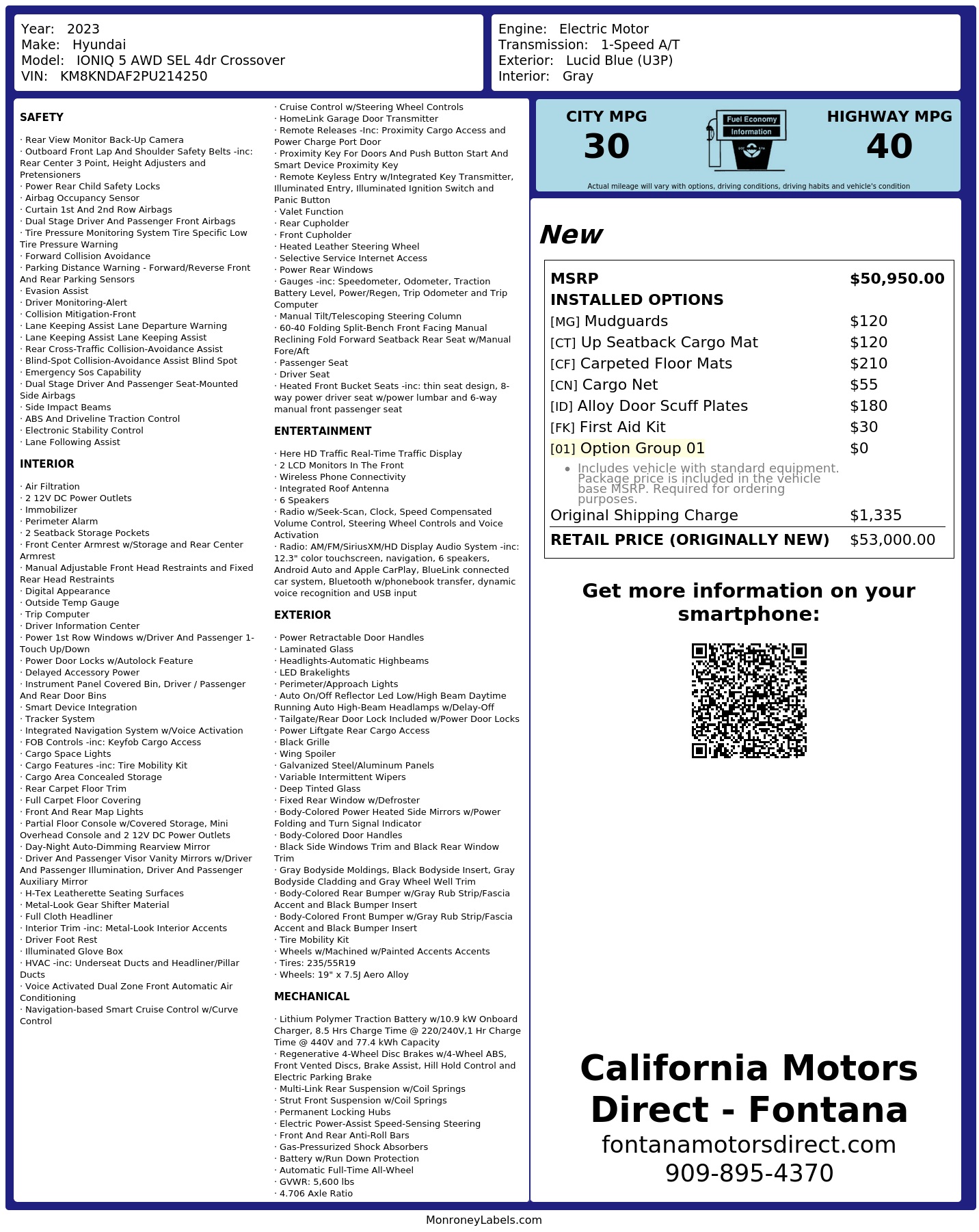 Monroney Label