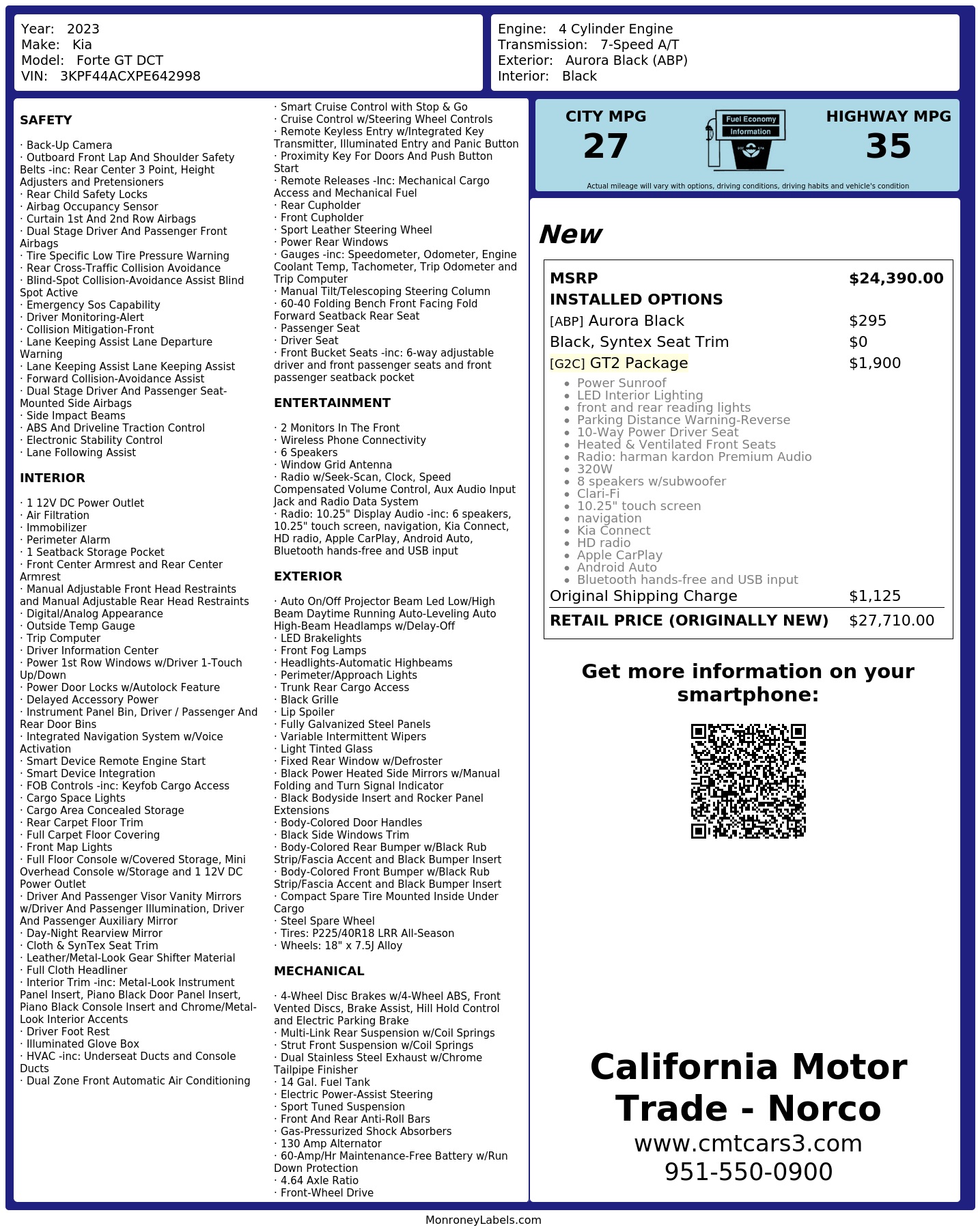 Monroney Label