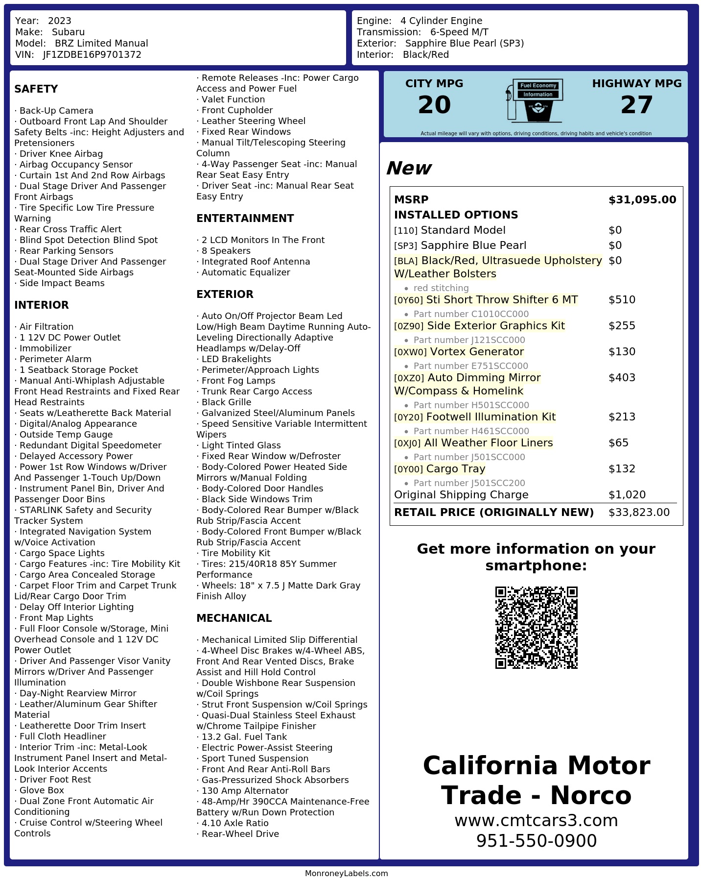 Monroney Label