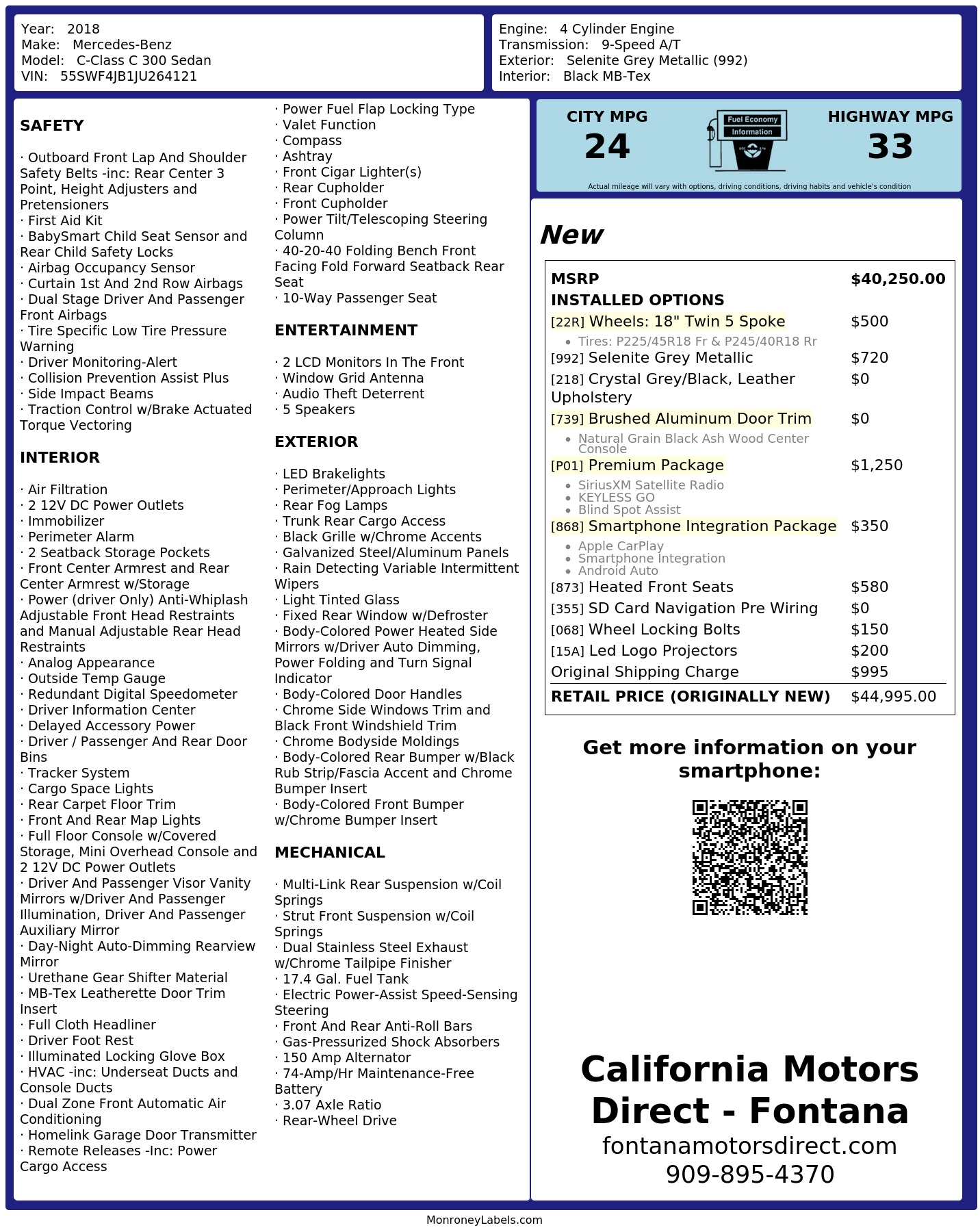 Monroney Label