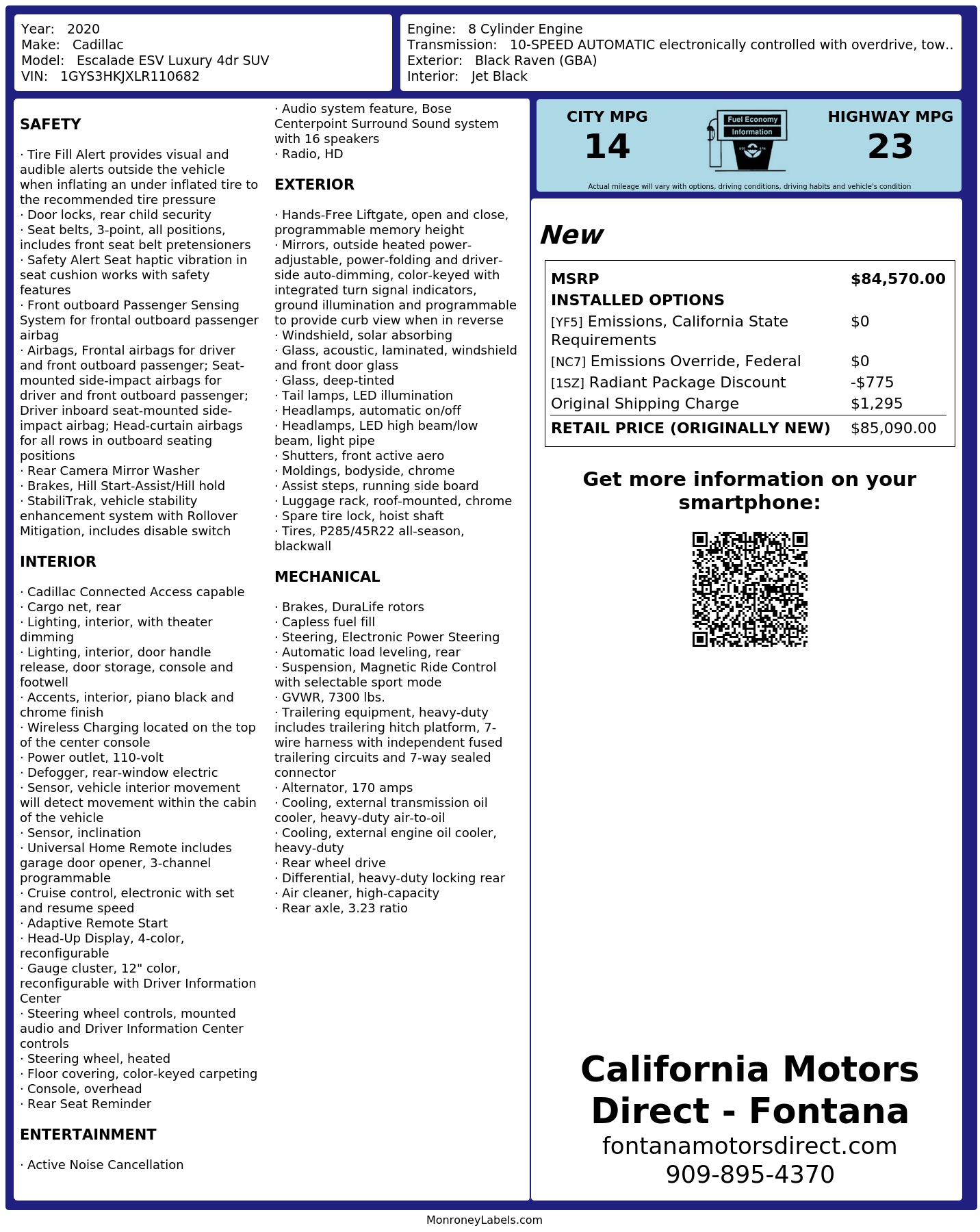 Monroney Label