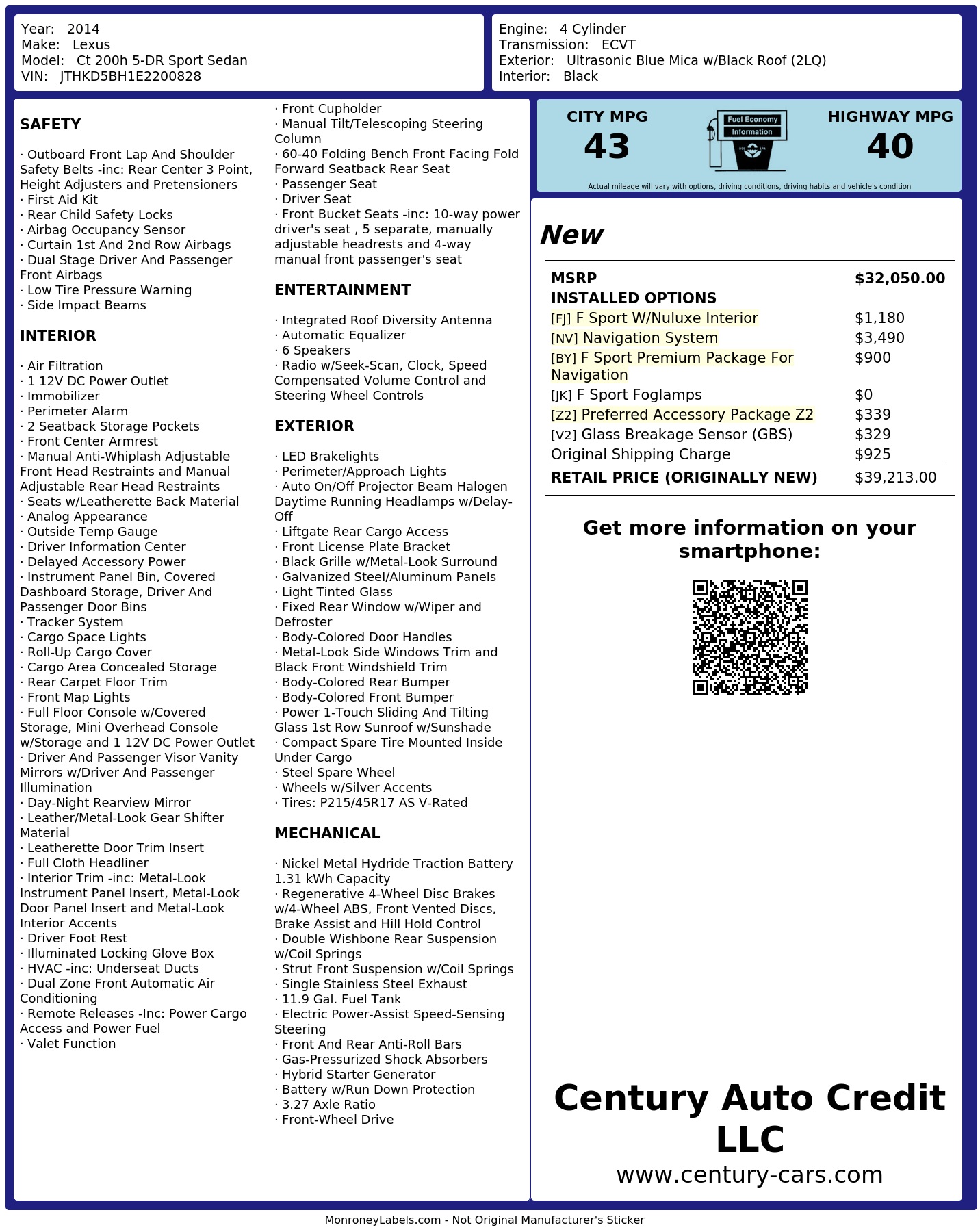 Monroney Label
