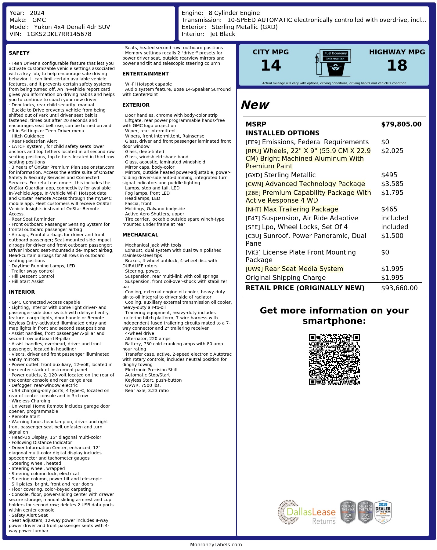 Monroney Label