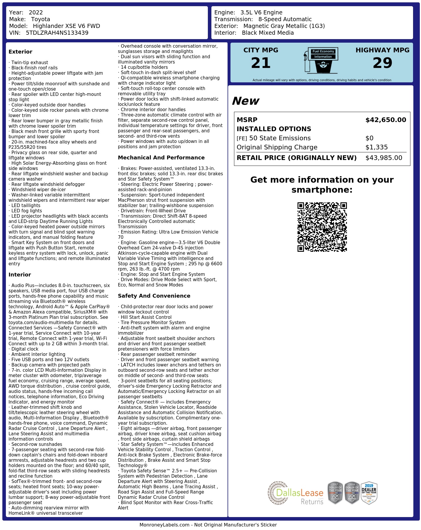 Monroney Label