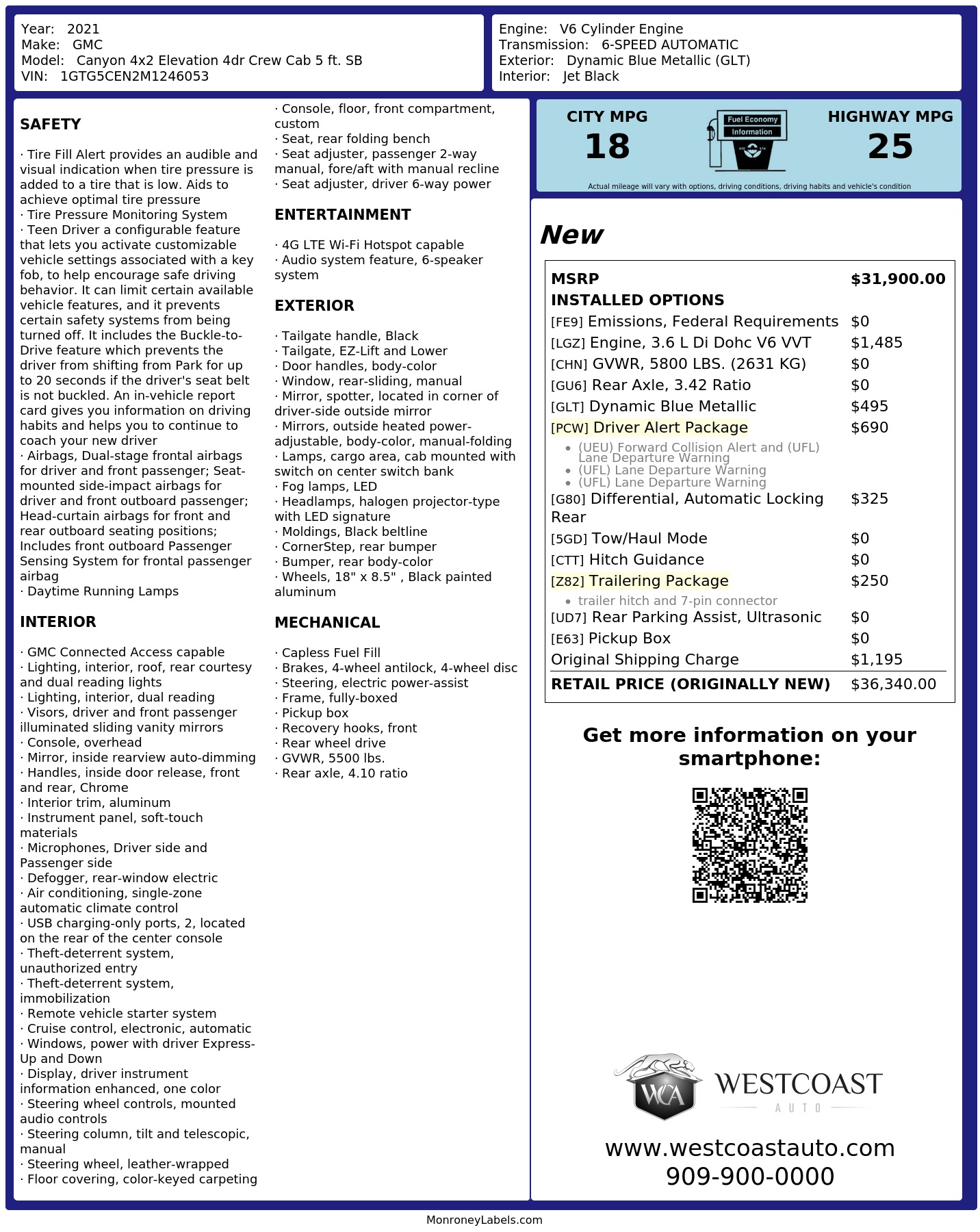 Monroney Label