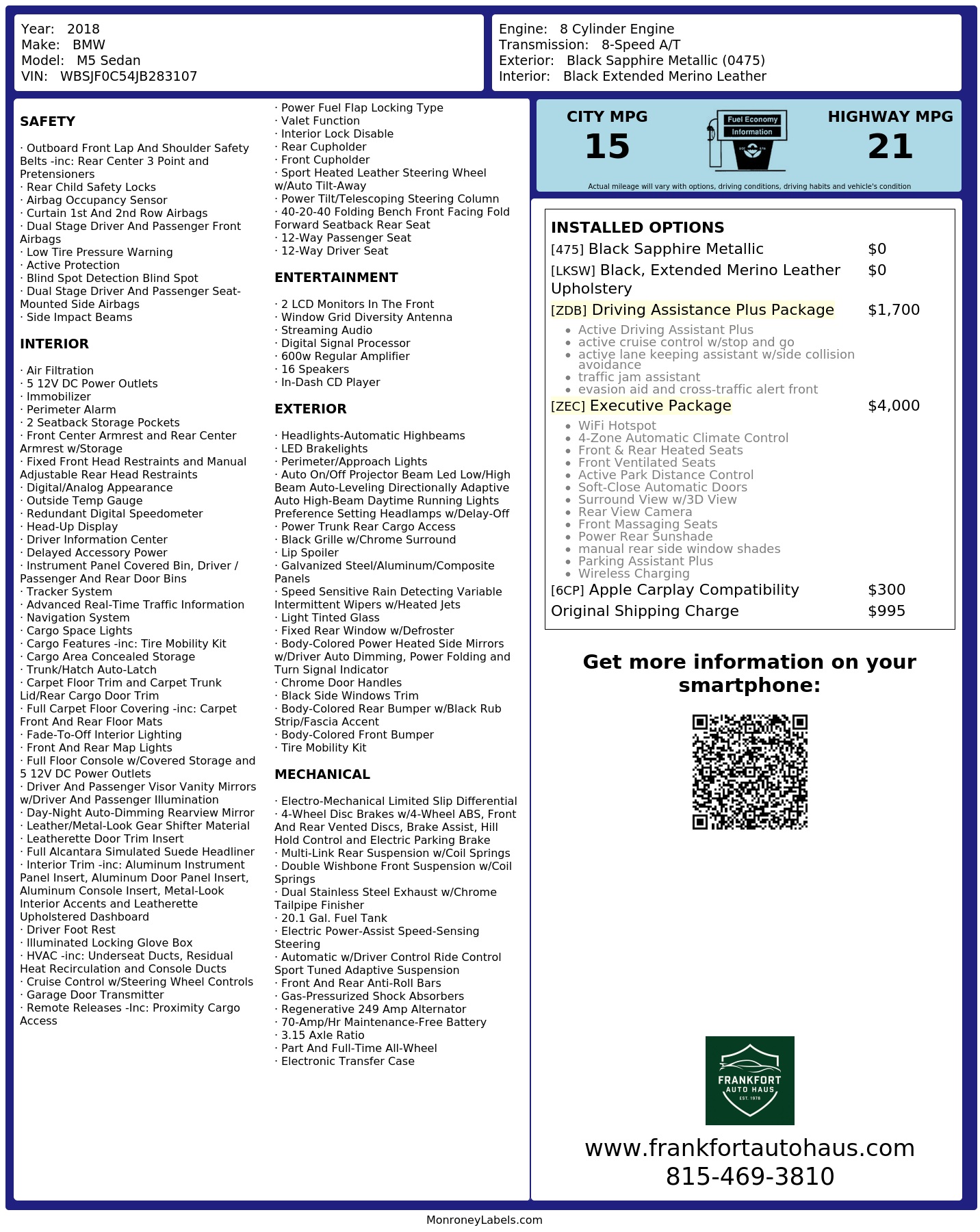 Monroney Label