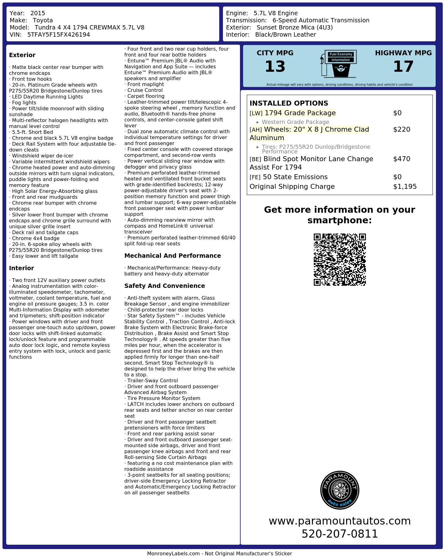Monroney Label