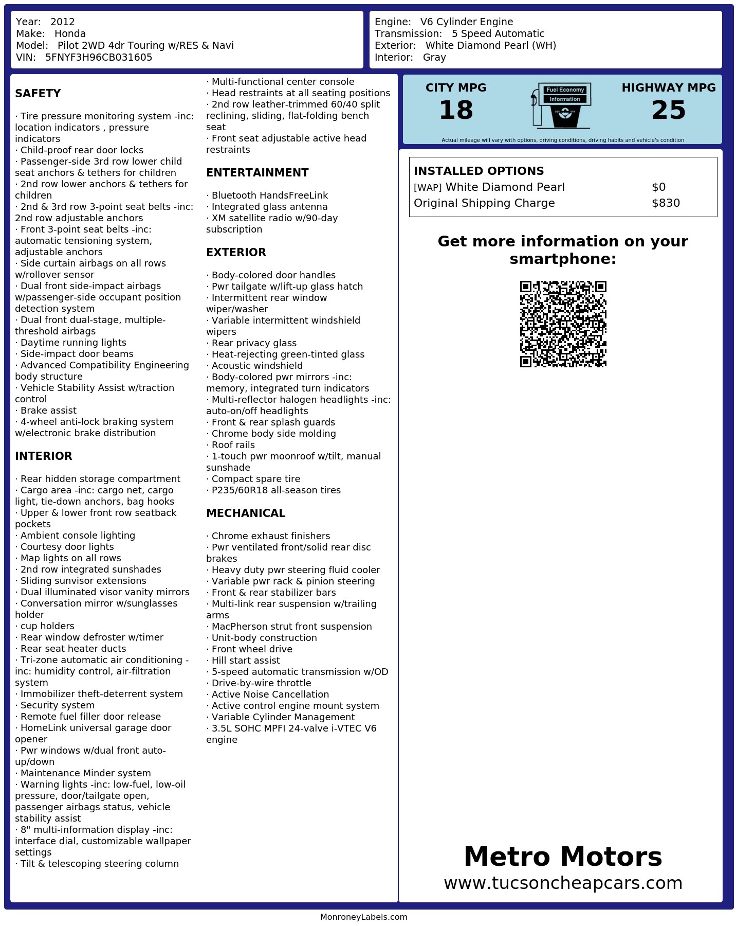 Monroney Label