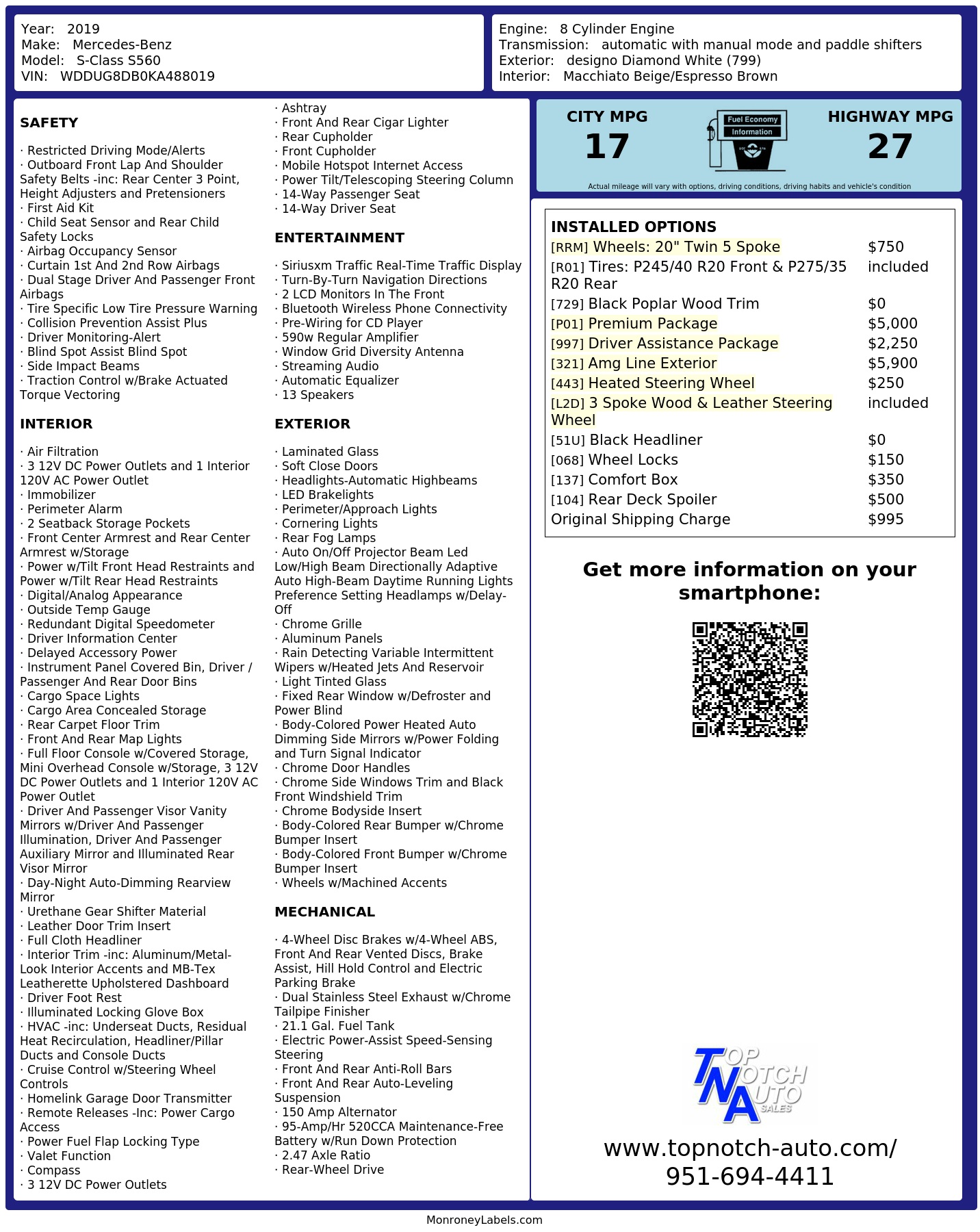 Monroney Label