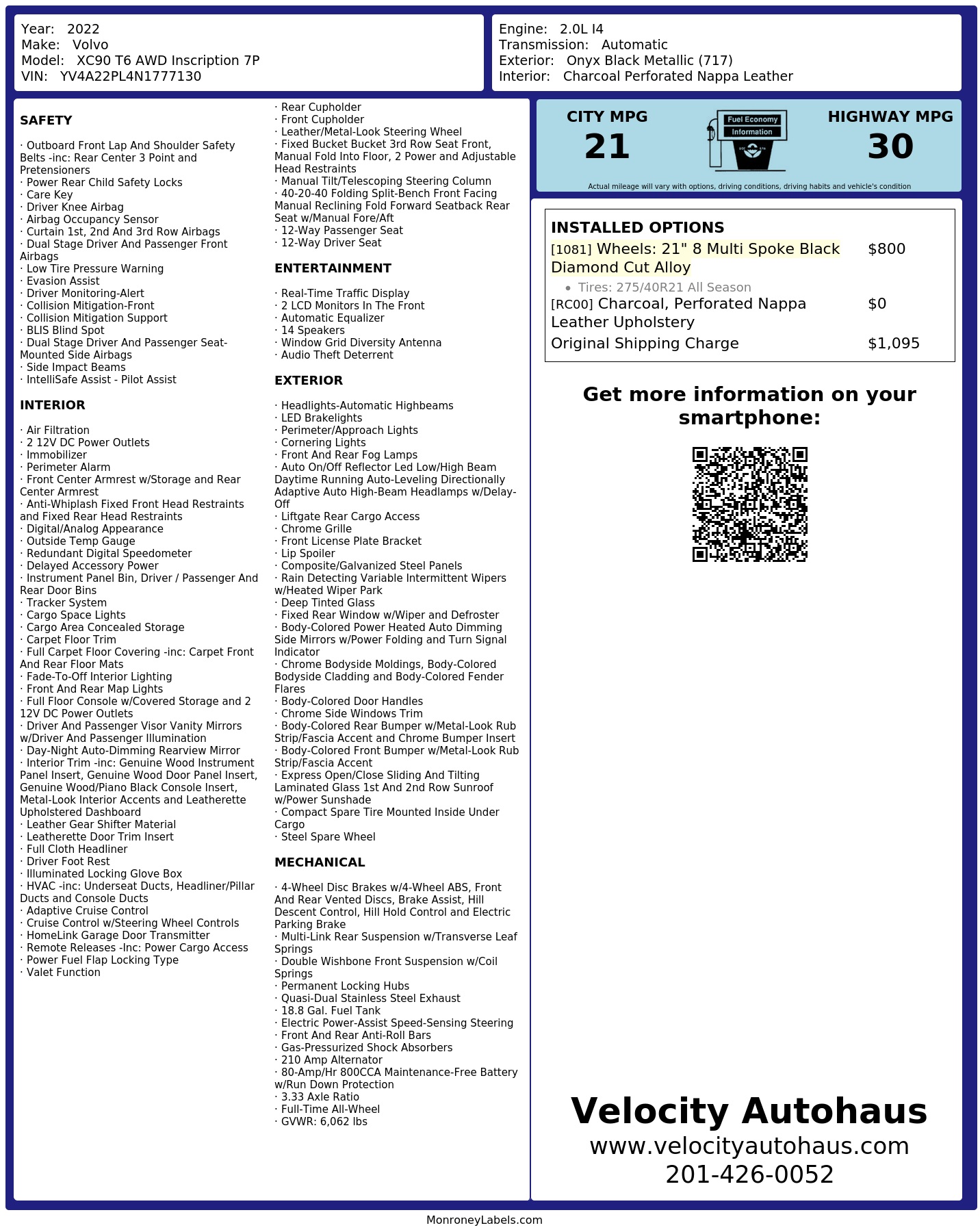 Monroney Label
