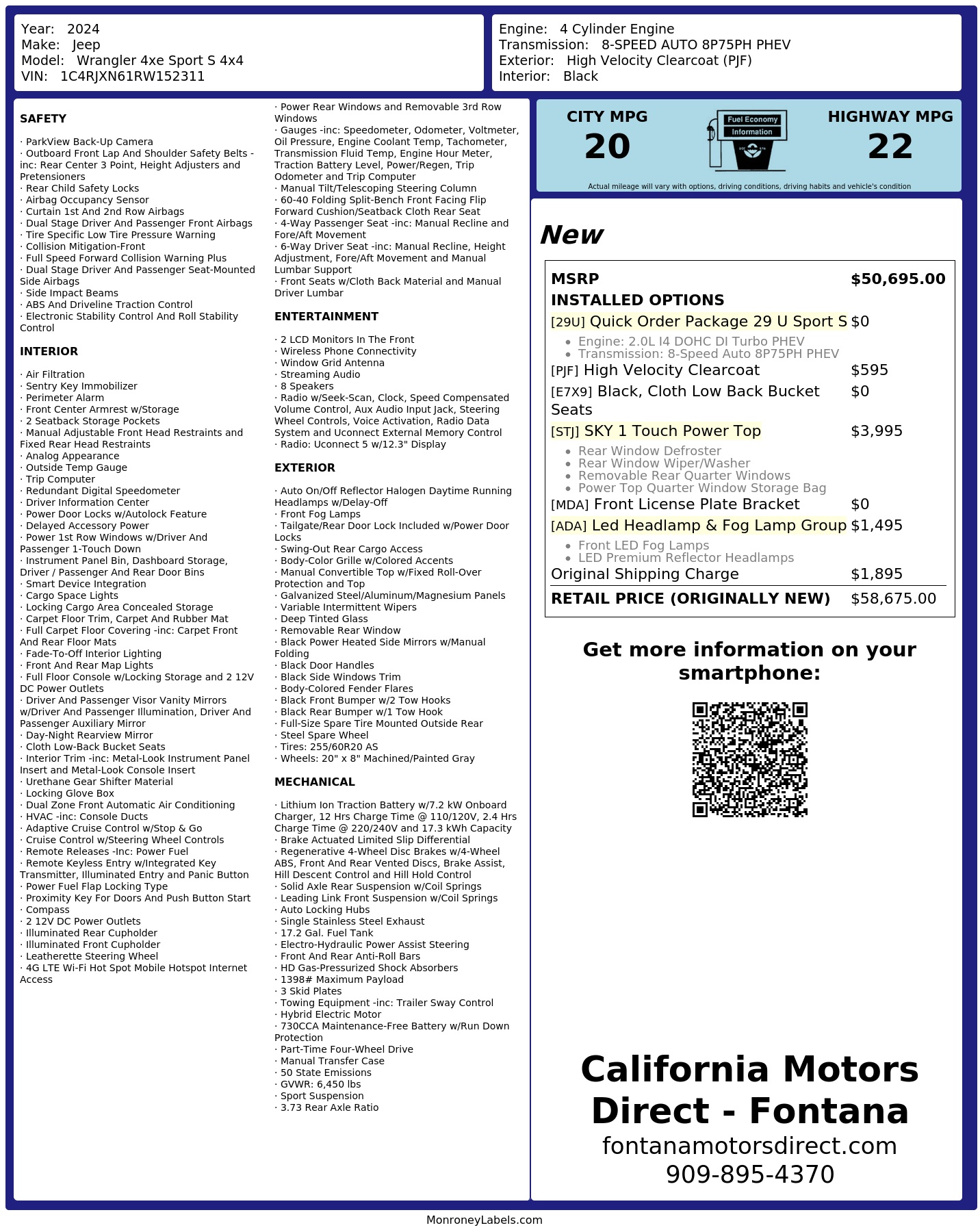 Monroney Label