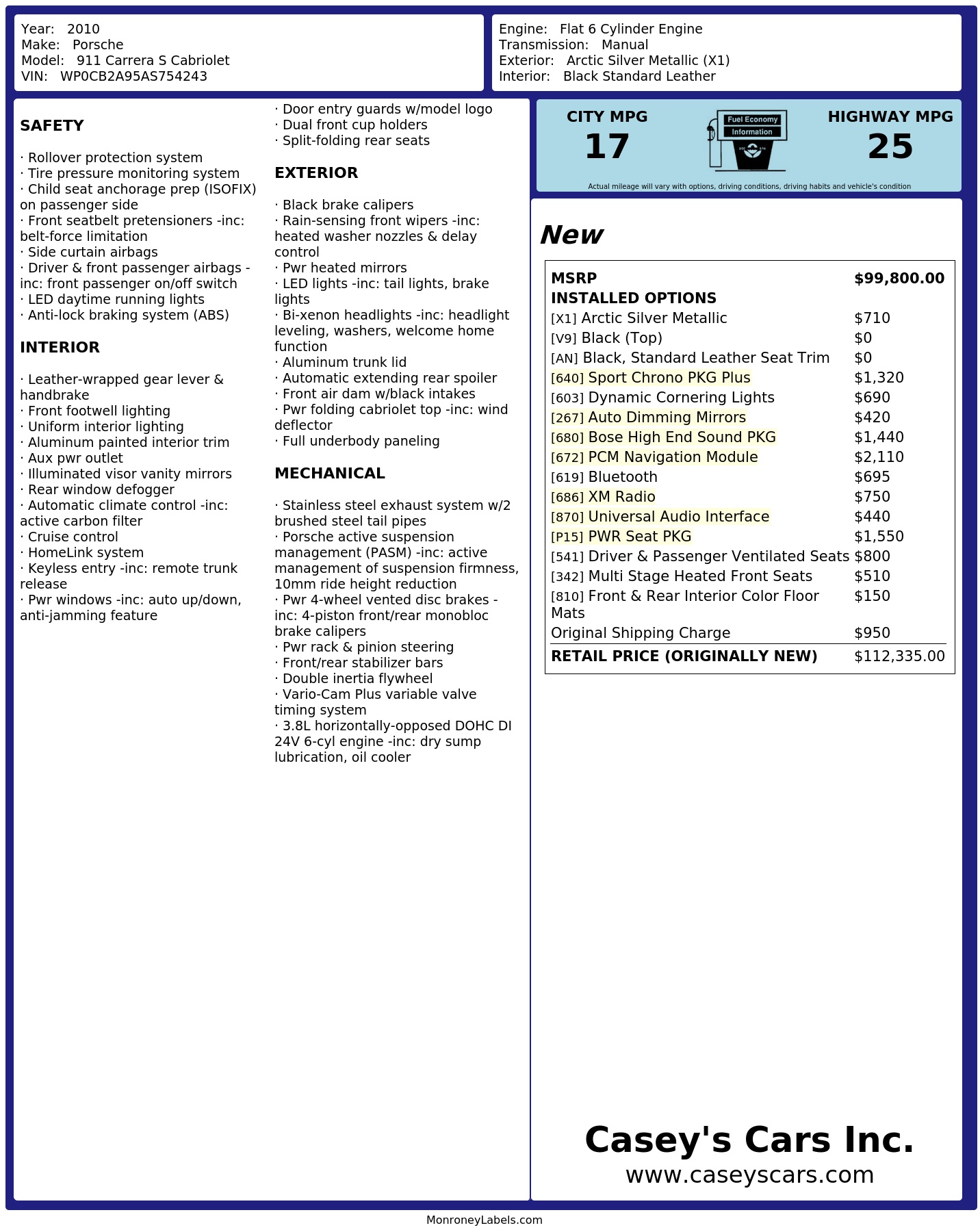 Monroney Label