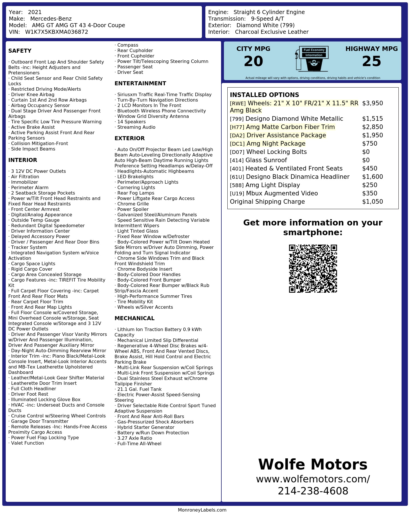 Monroney Label