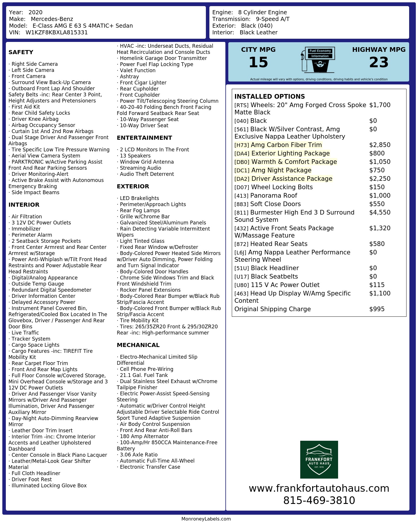 Monroney Label