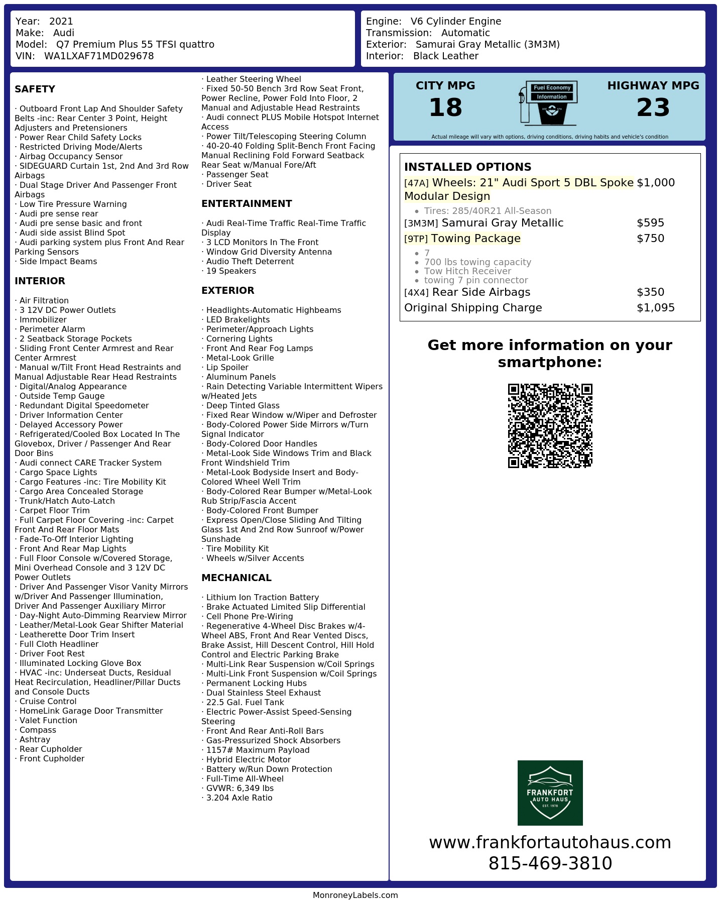 Monroney Label