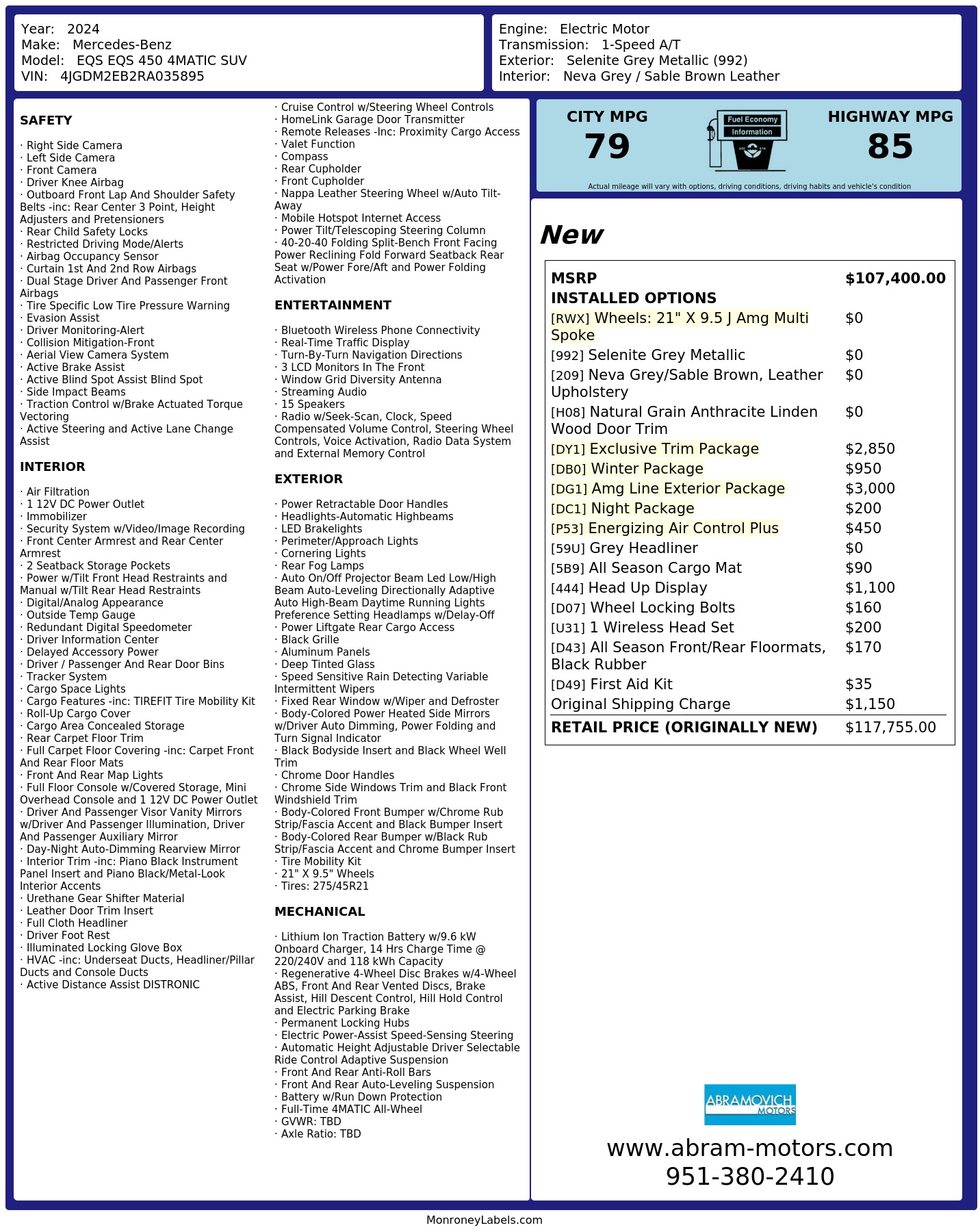 Monroney Label