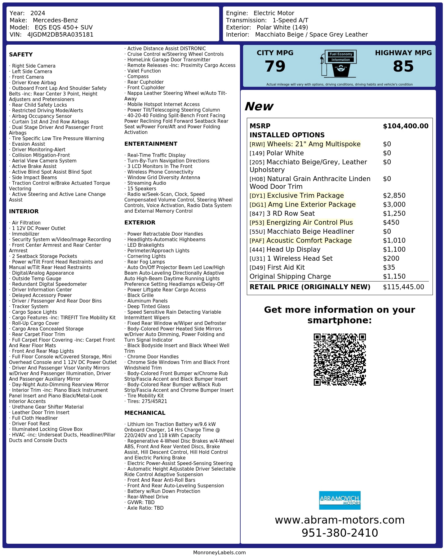 Monroney Label