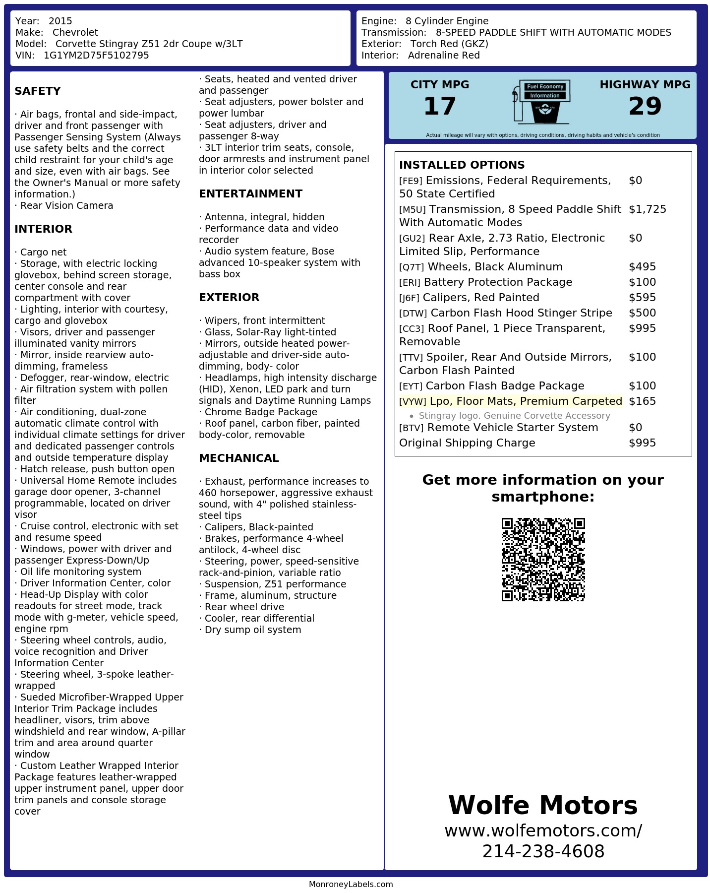 Monroney Label
