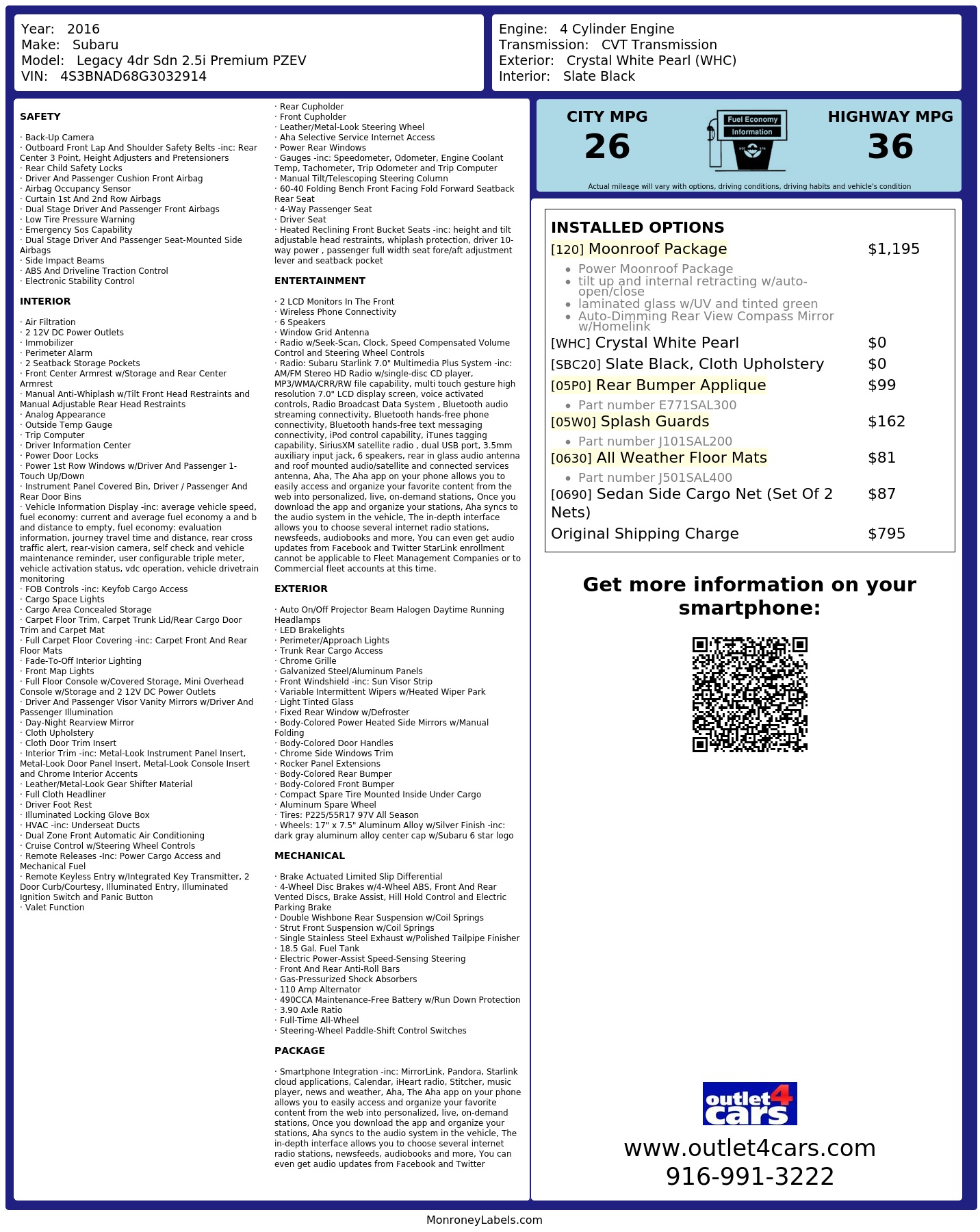 Monroney Label
