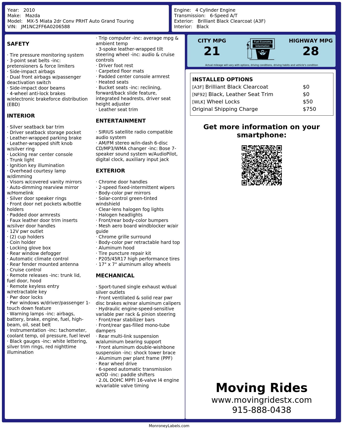 Monroney Label