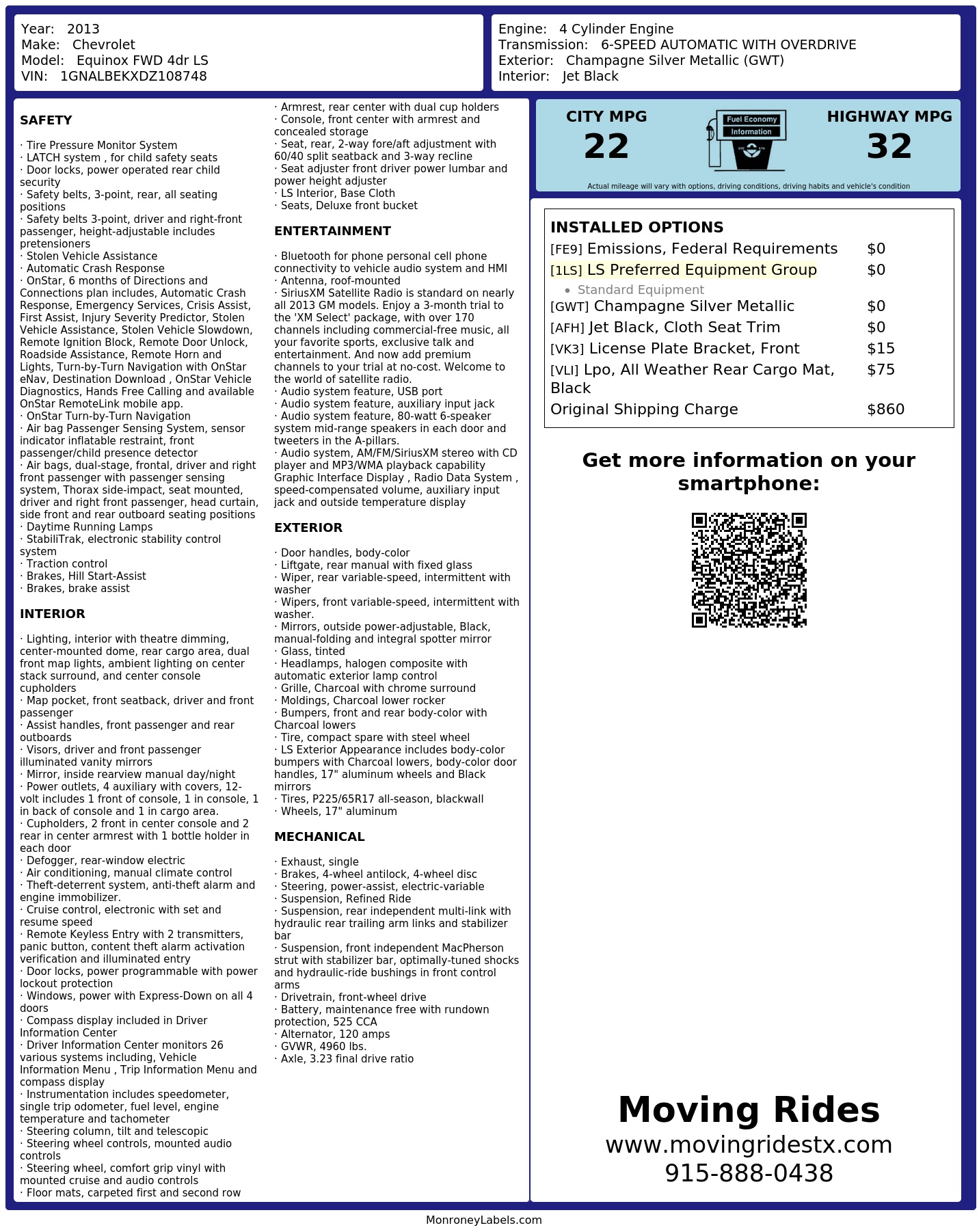 Monroney Label