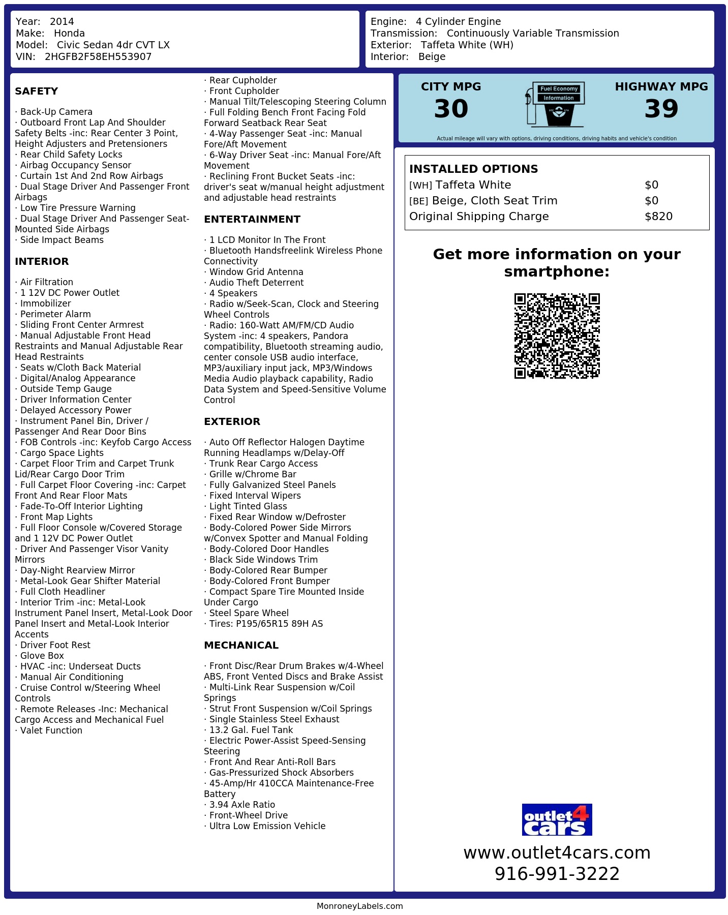 Monroney Label