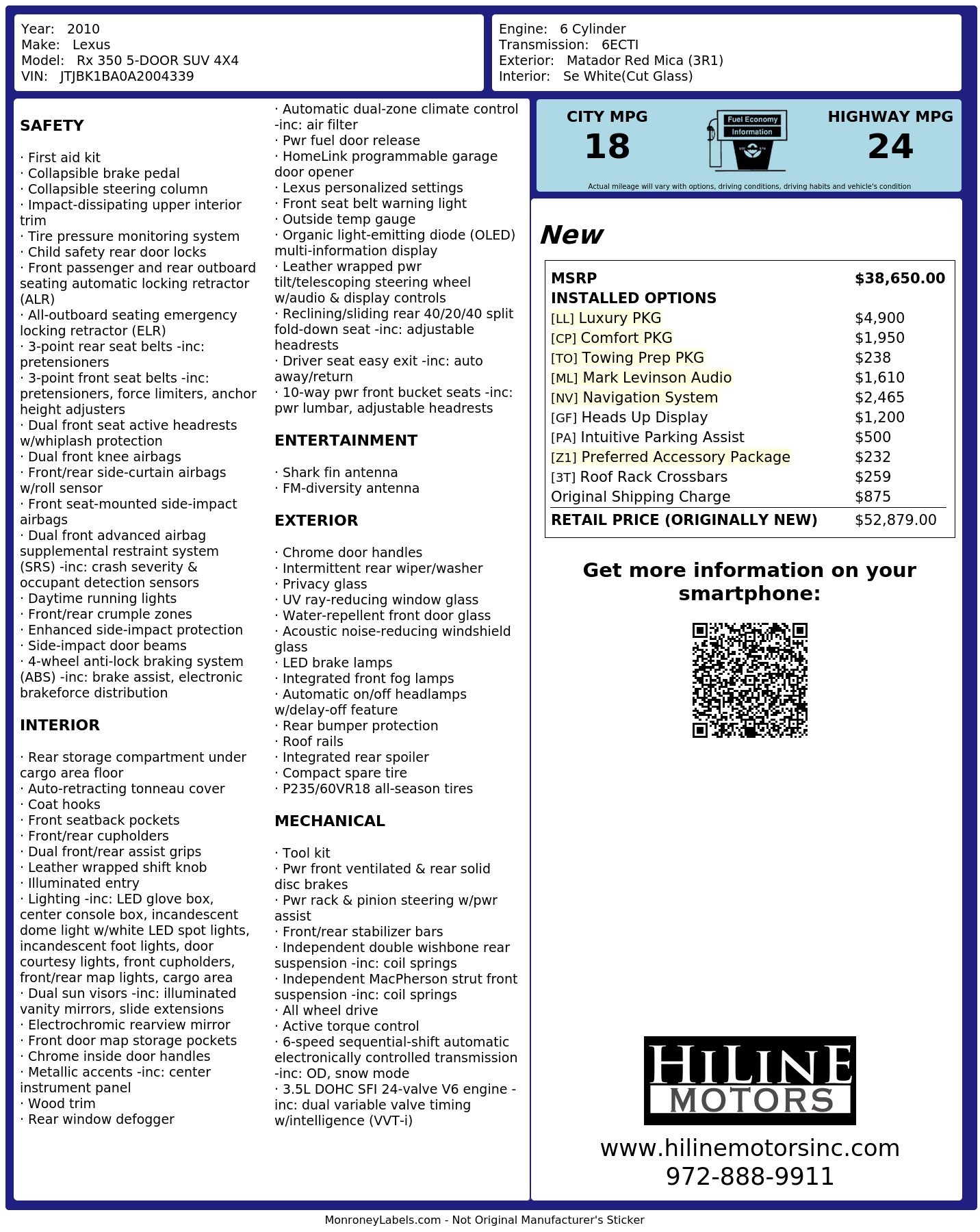 Monroney Label