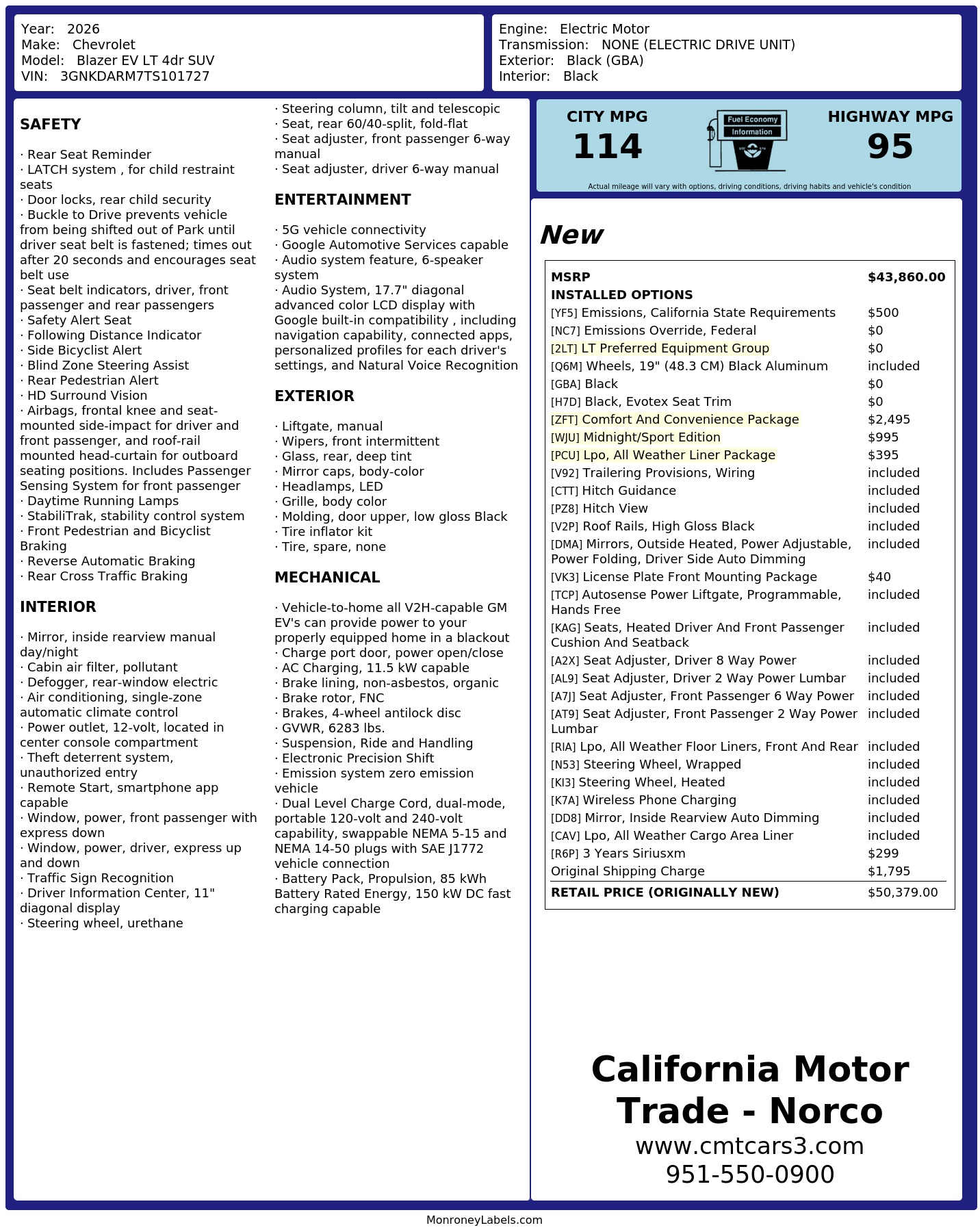 Monroney Label