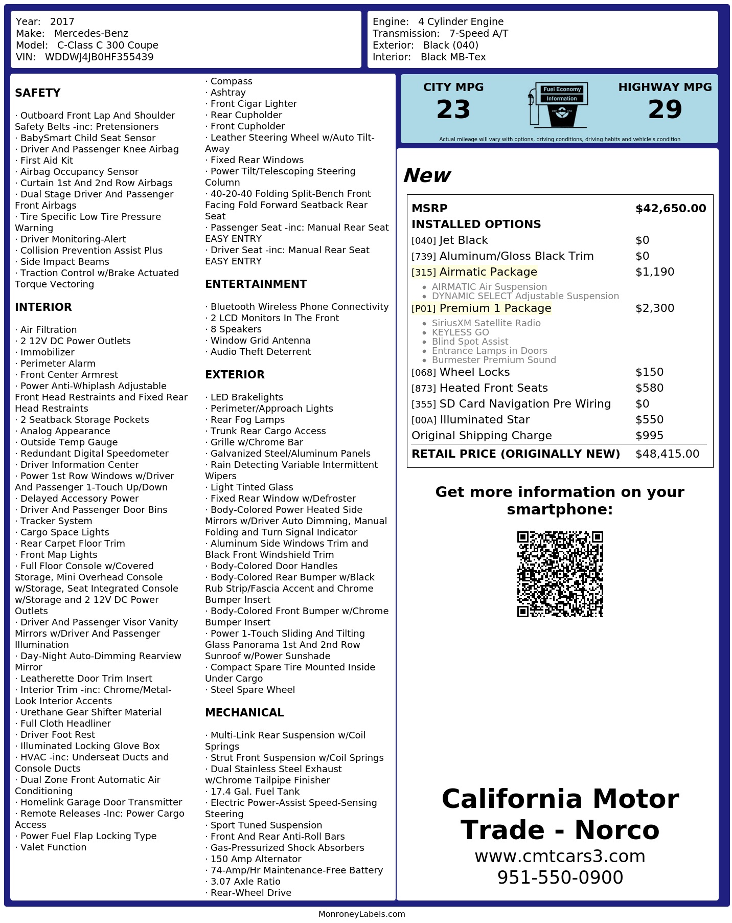 Monroney Label