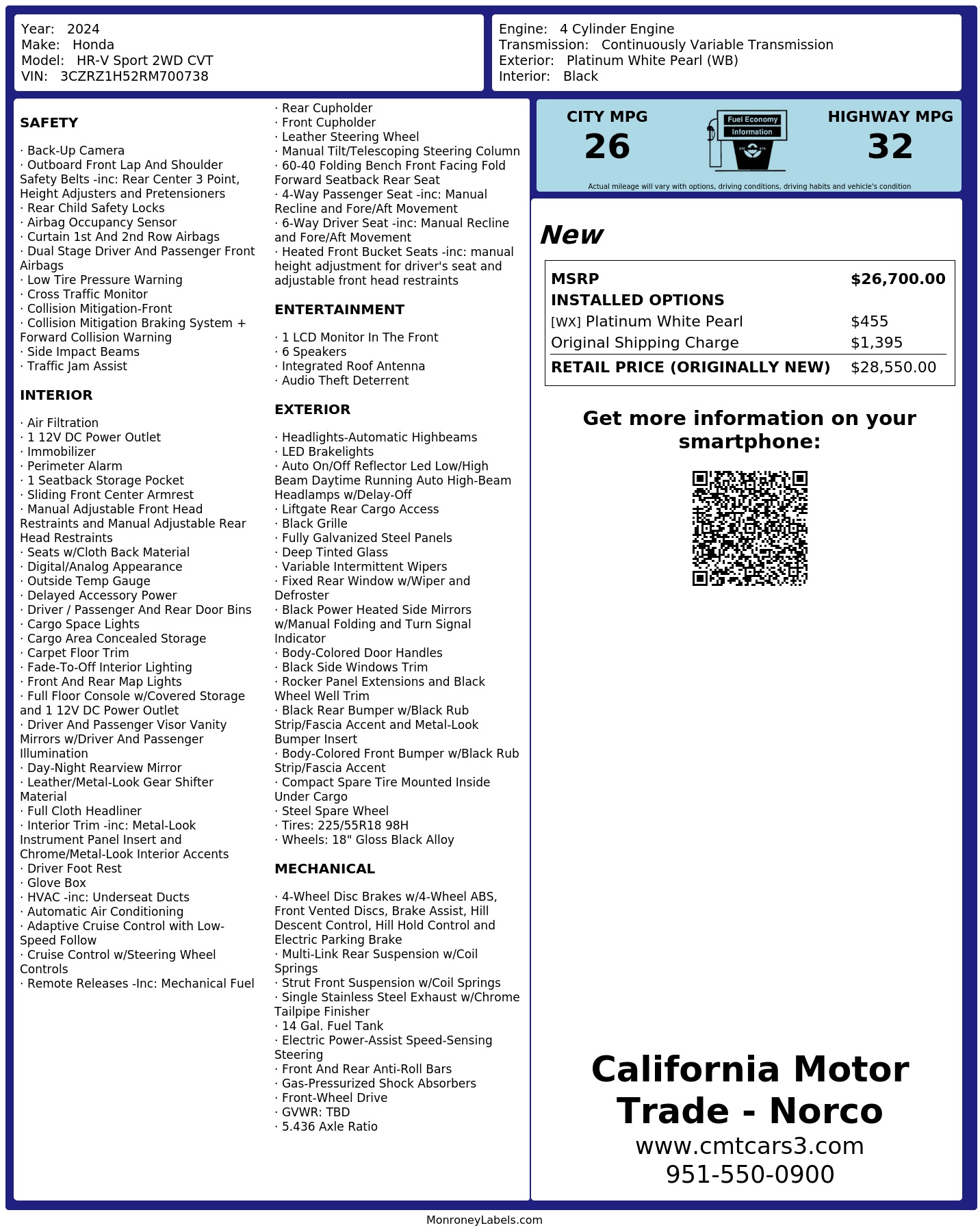 Monroney Label