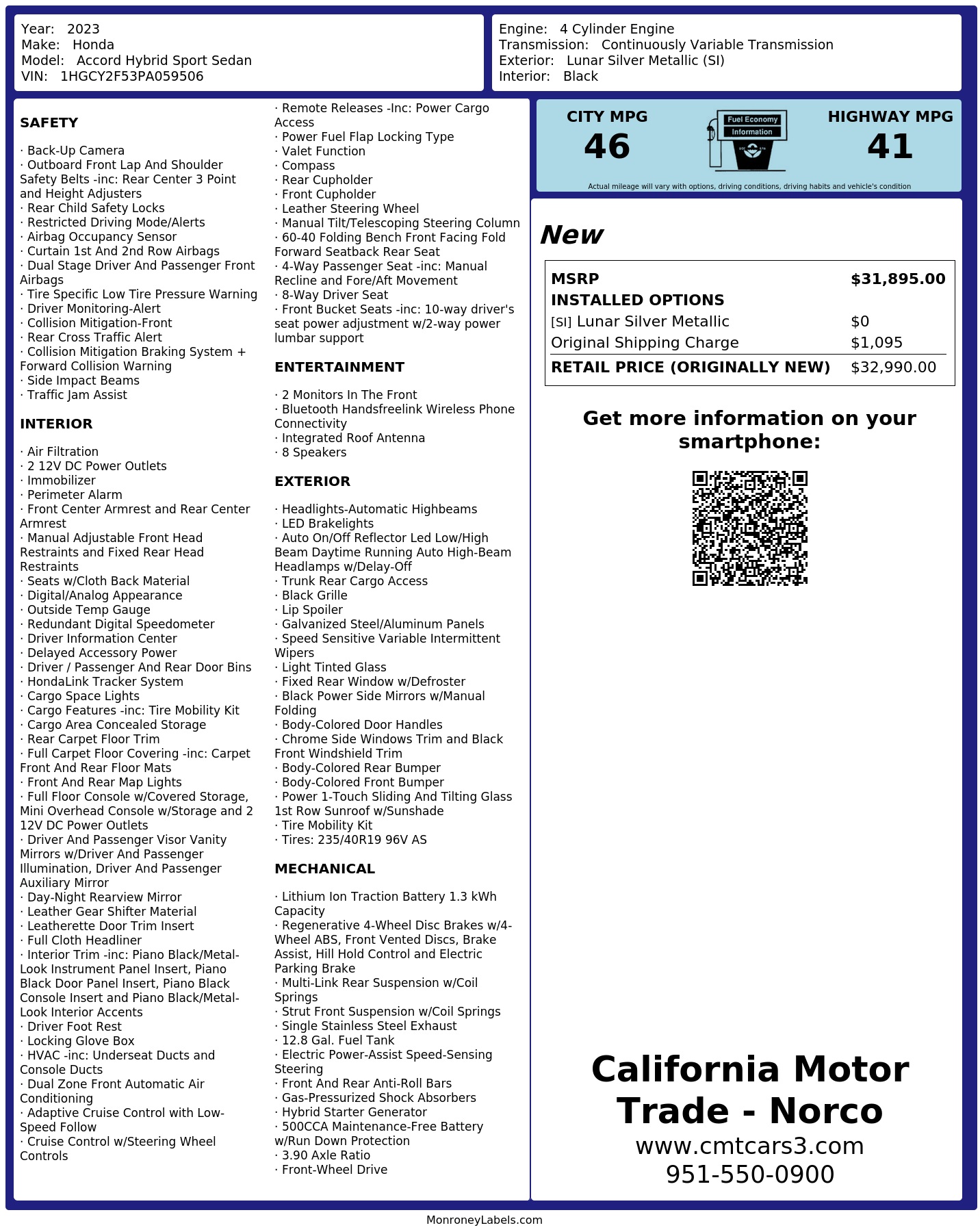 Monroney Label