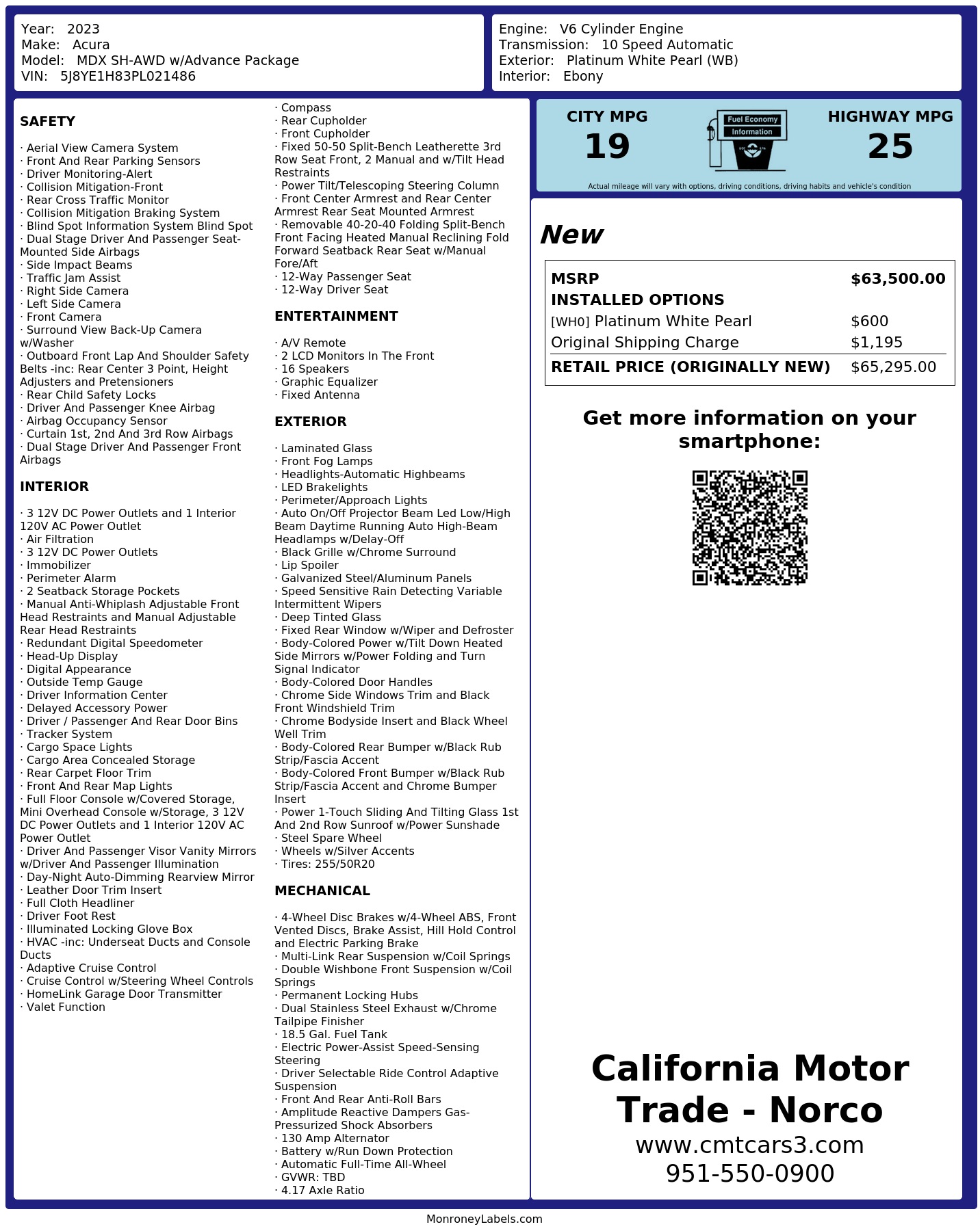 Monroney Label