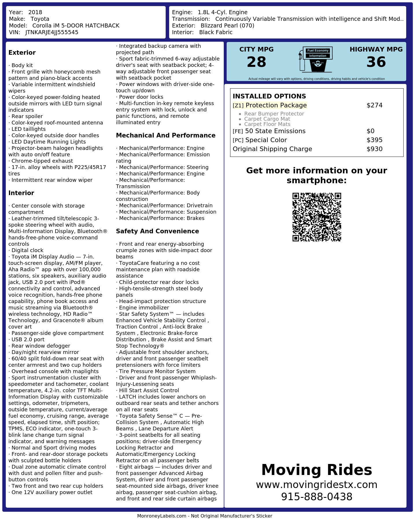 Monroney Label