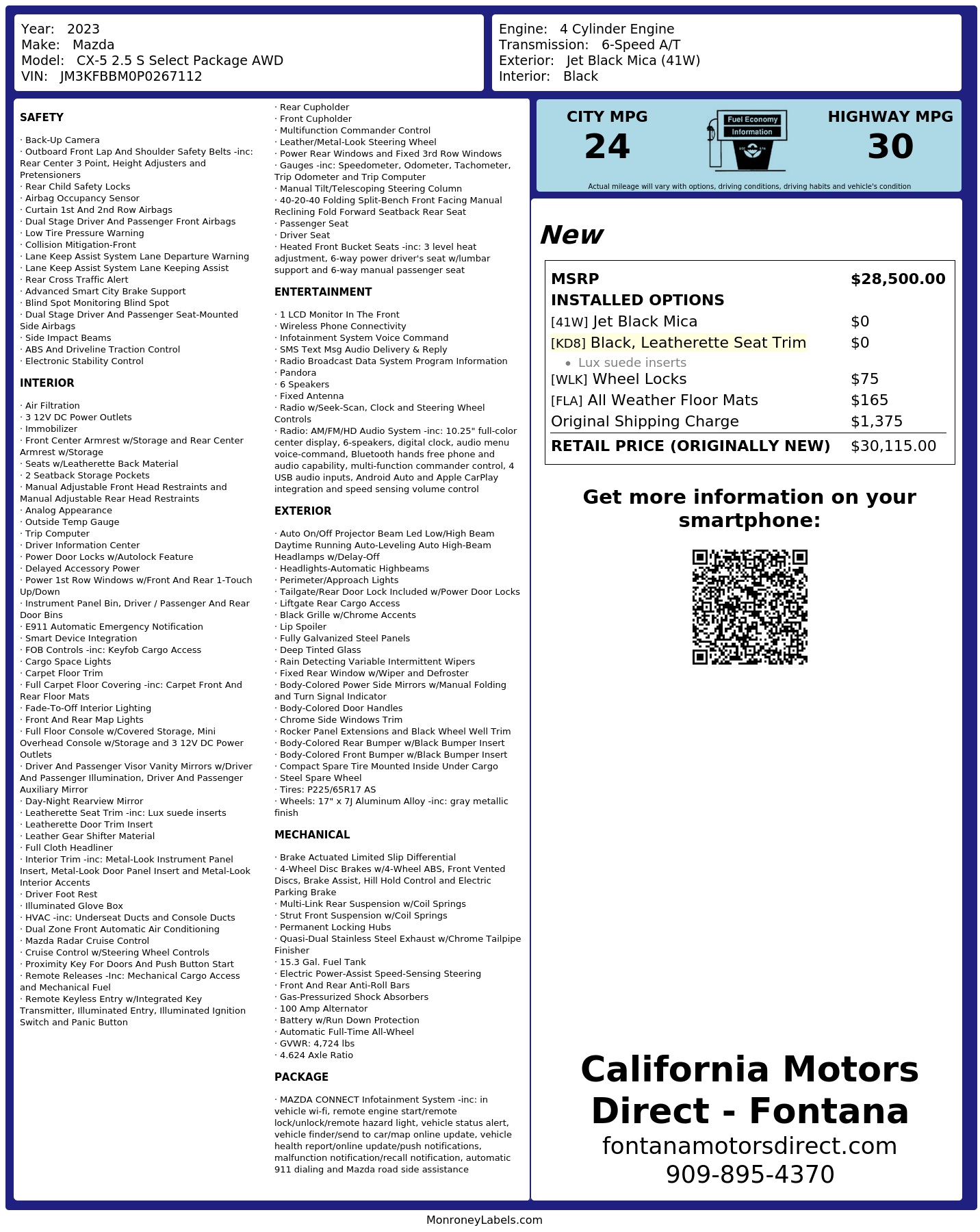 Monroney Label