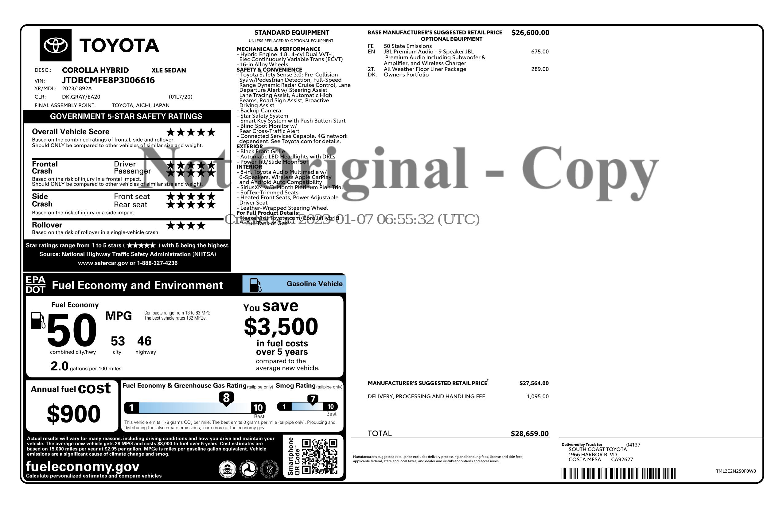 Monroney Label