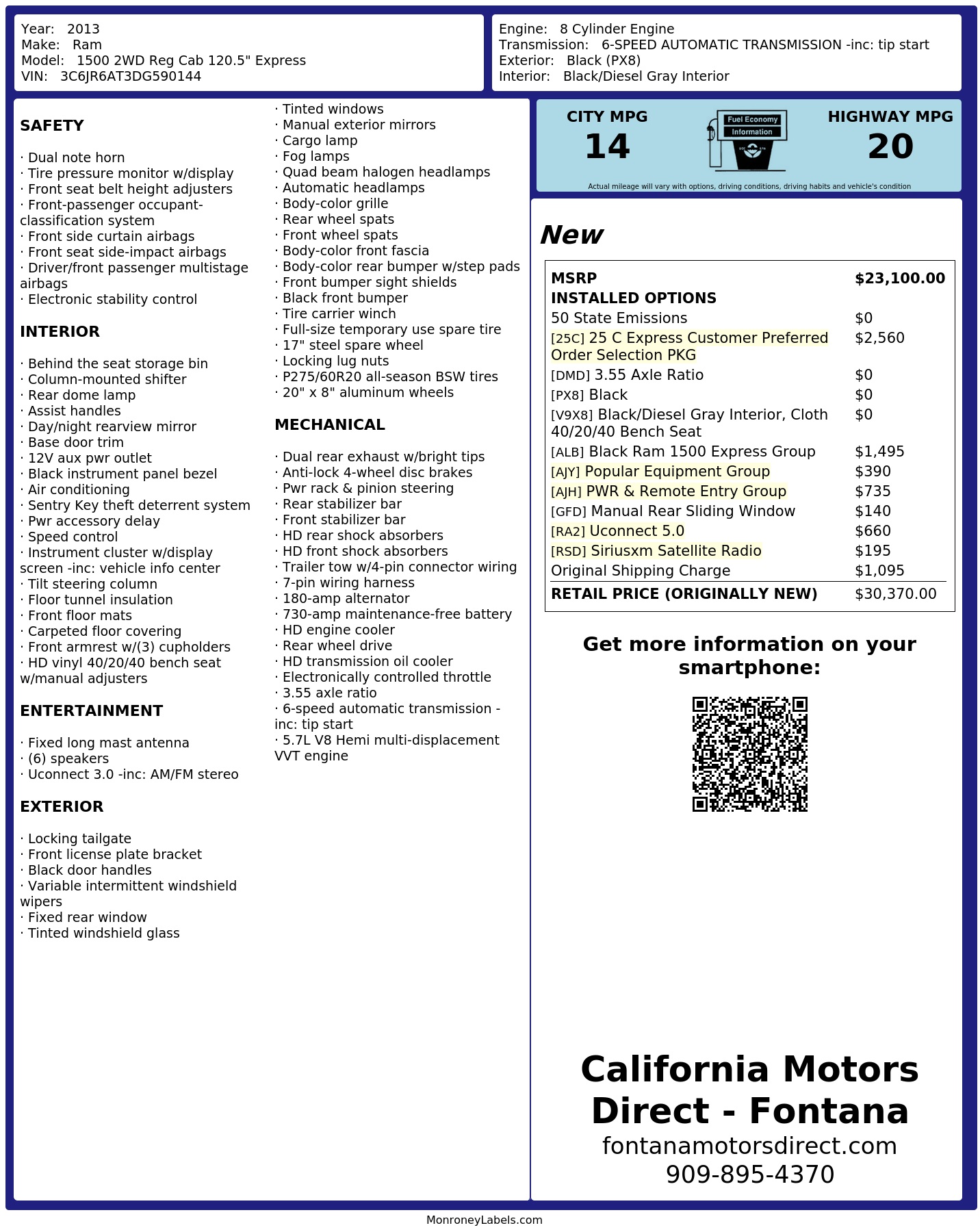 Monroney Label