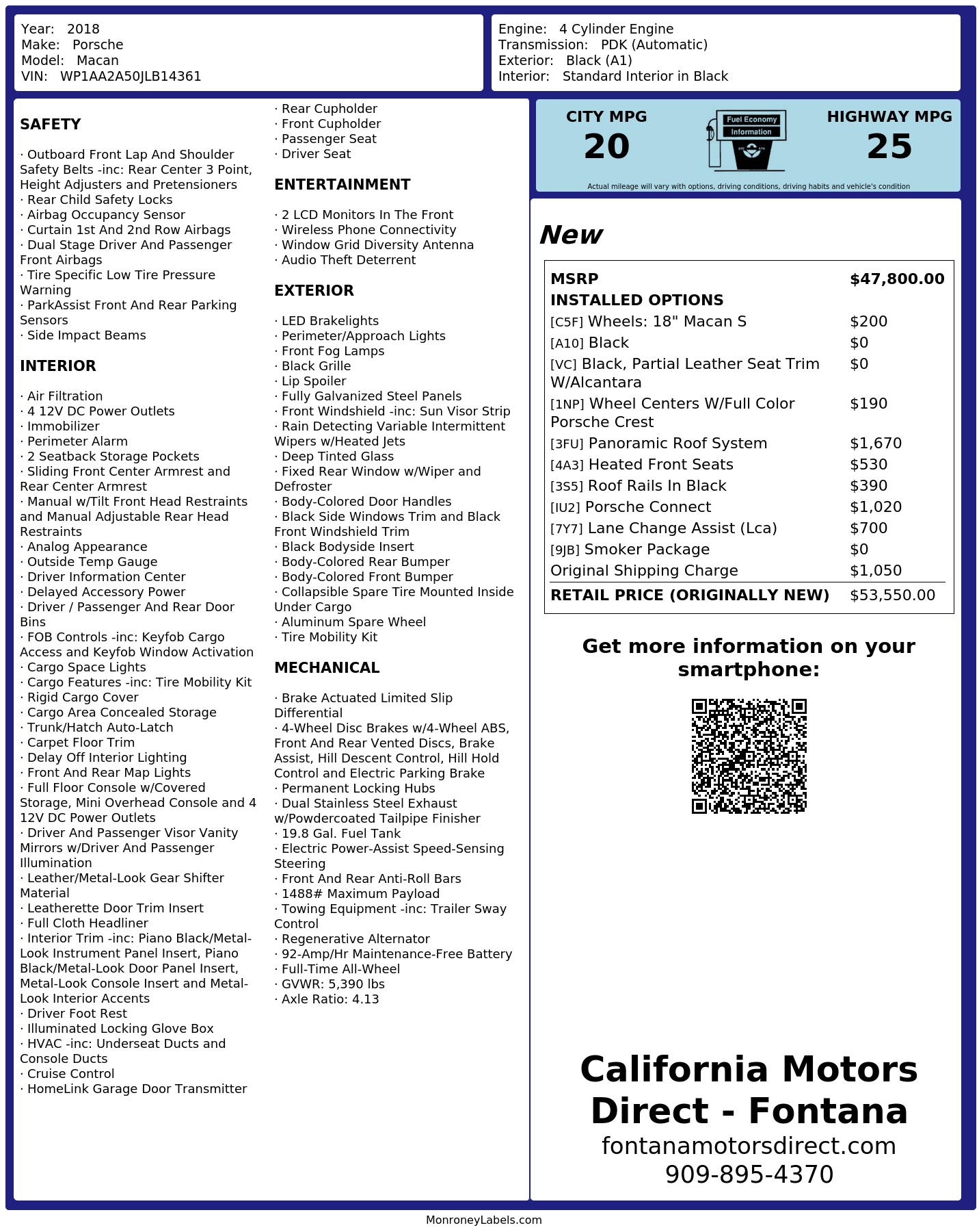 Monroney Label